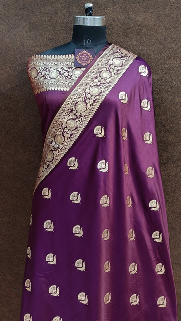 Banarasi Garnet Colur Gold Zari Saree