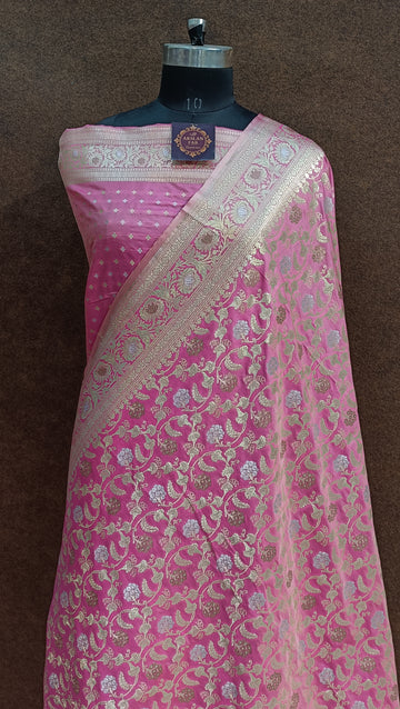 Banarasi Pink Pawri Silk Saree