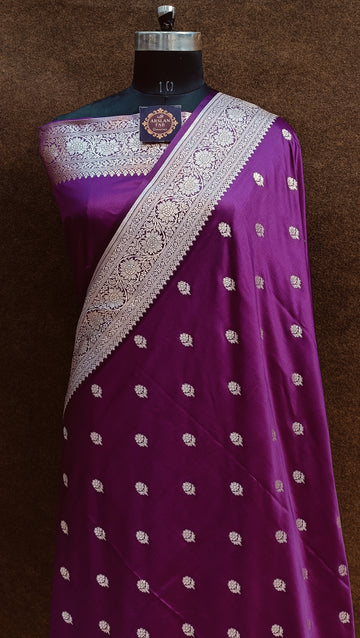 Banarasi Mashru Silk Magenta Saree