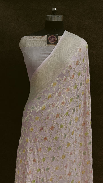 Banarasi Pure Georjette Picth Multi Meena Saree