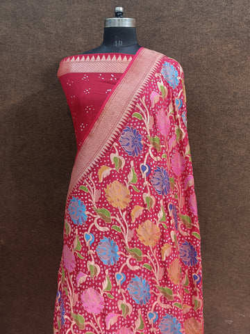 Banarasi Pure Khaddi Georgette Meenakari with Bandhini