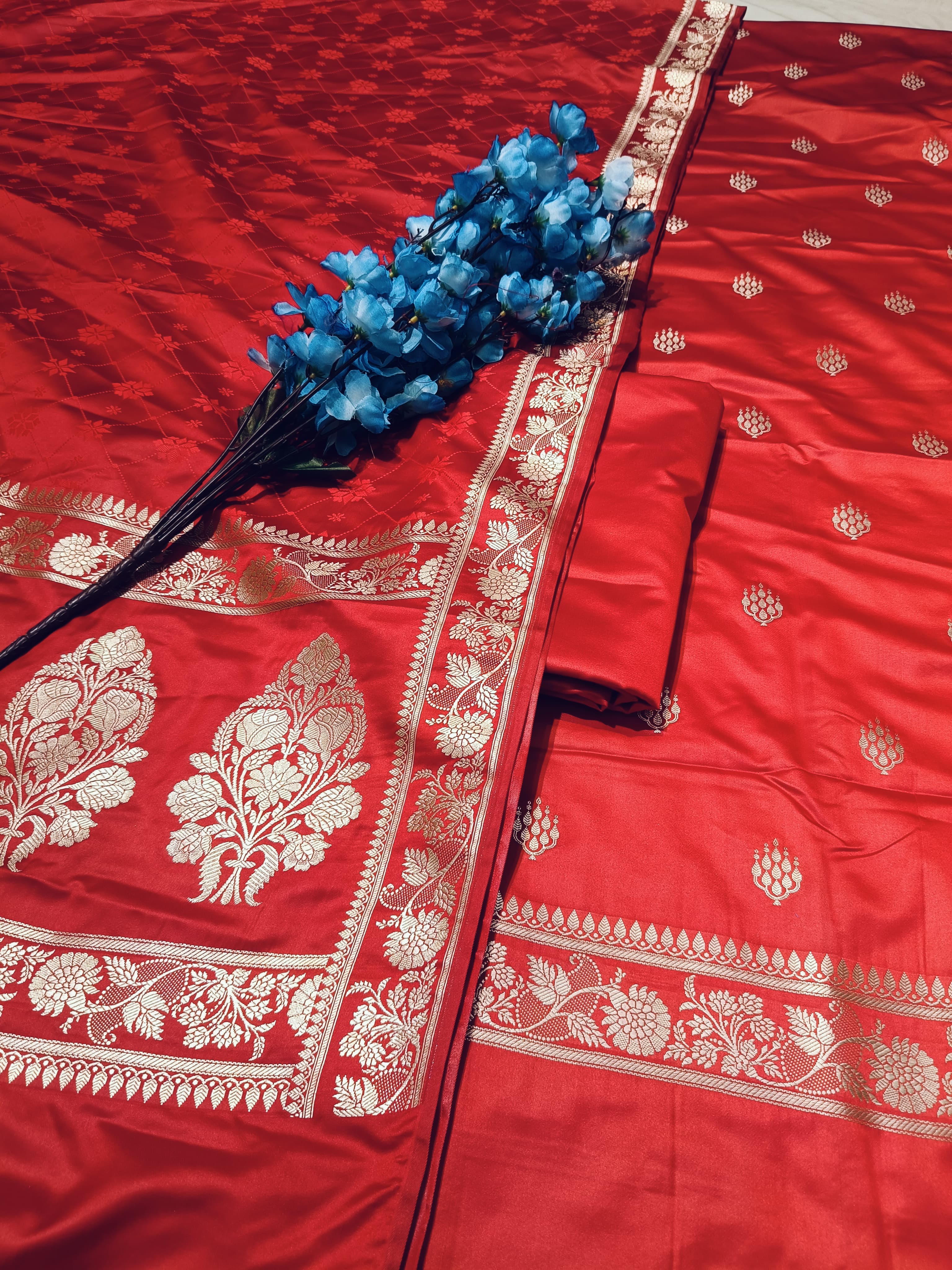 Banarasi Mashru Silk Red Suit