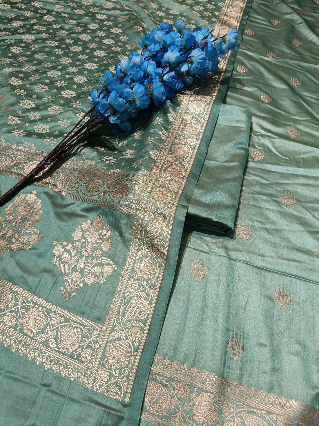 Banarasi Mashru Silk D Pista Suit