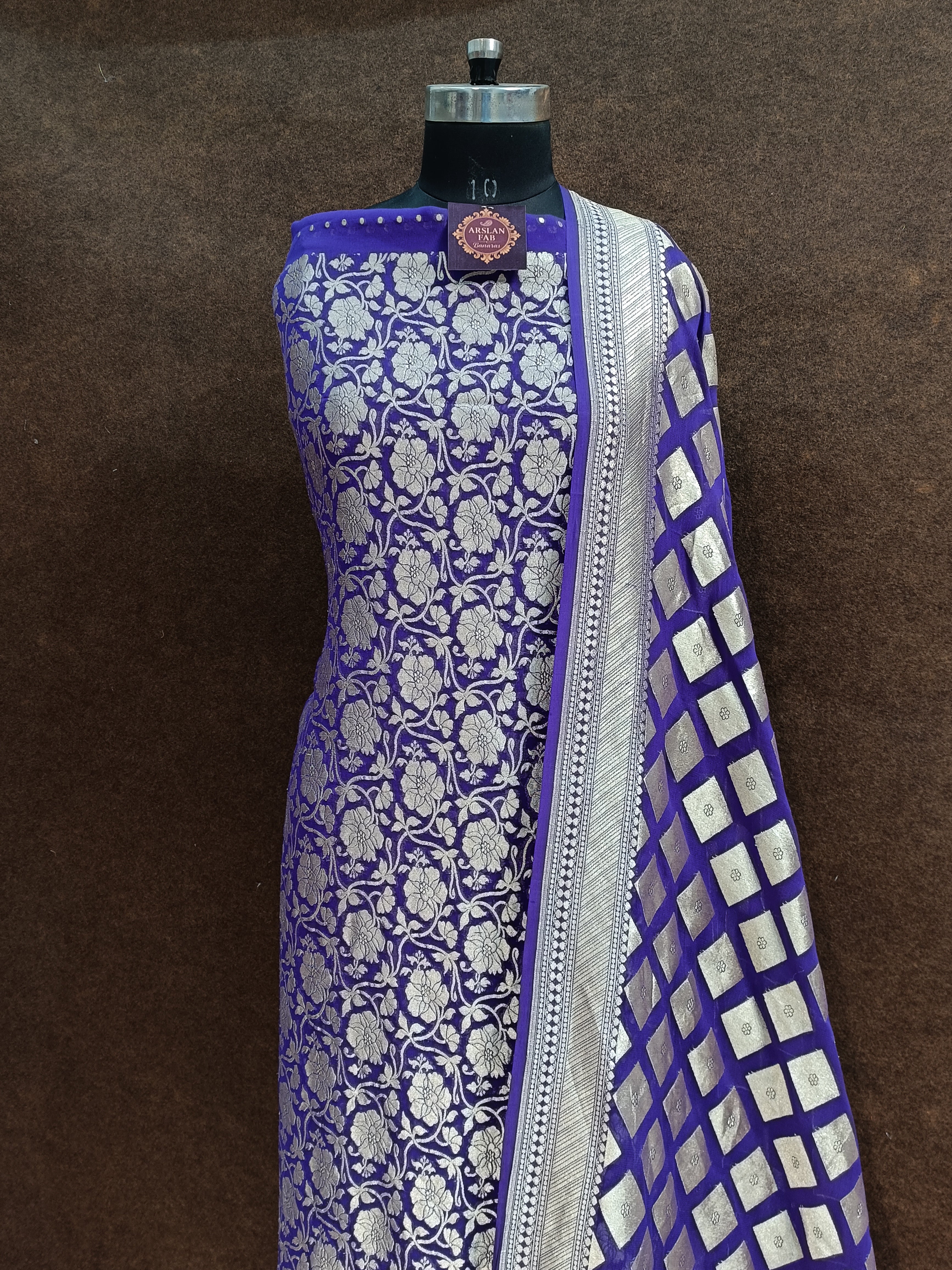 Banarasi Pure Khaddi Georjette Purple Suit