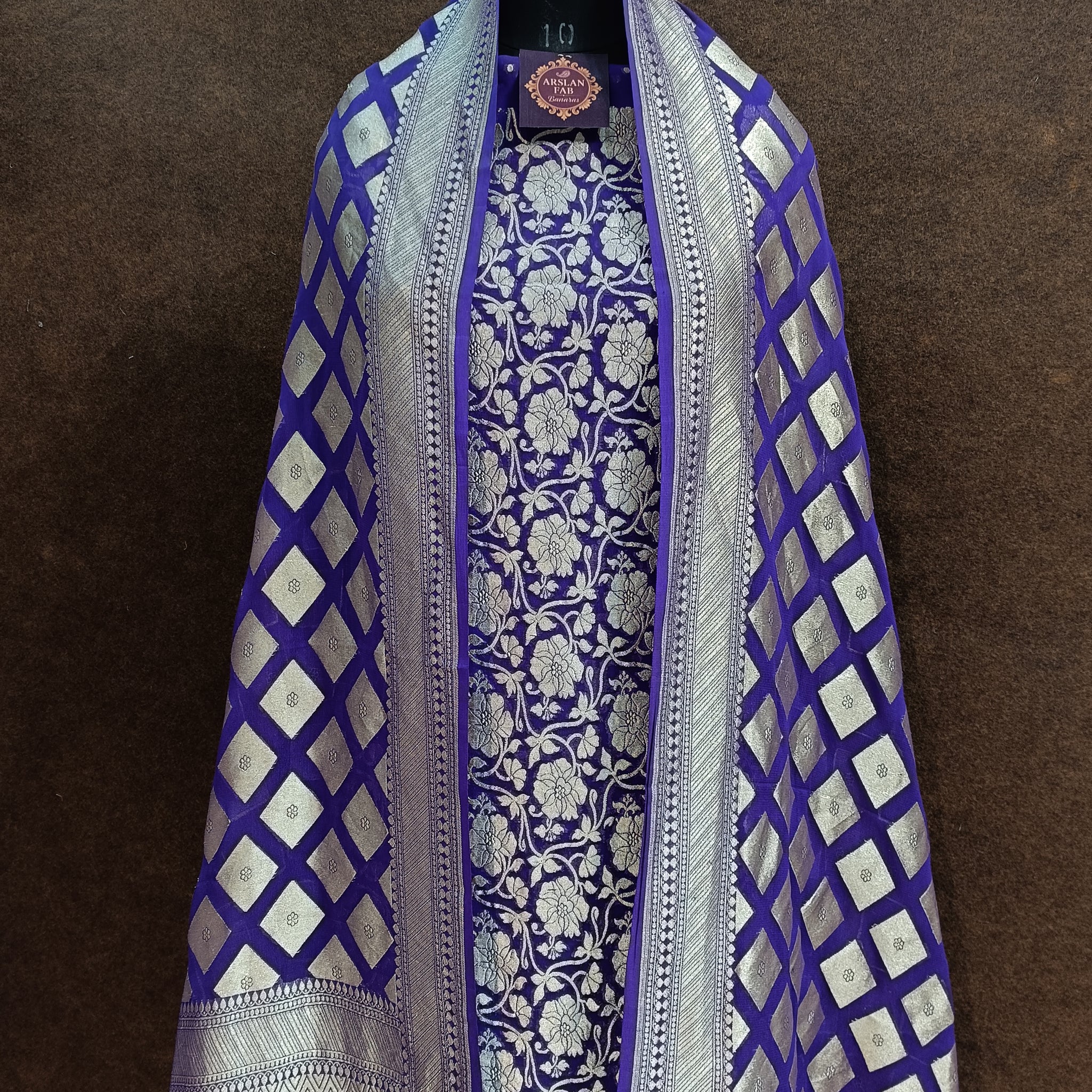 Banarasi Pure Khaddi Georjette Purple Suit