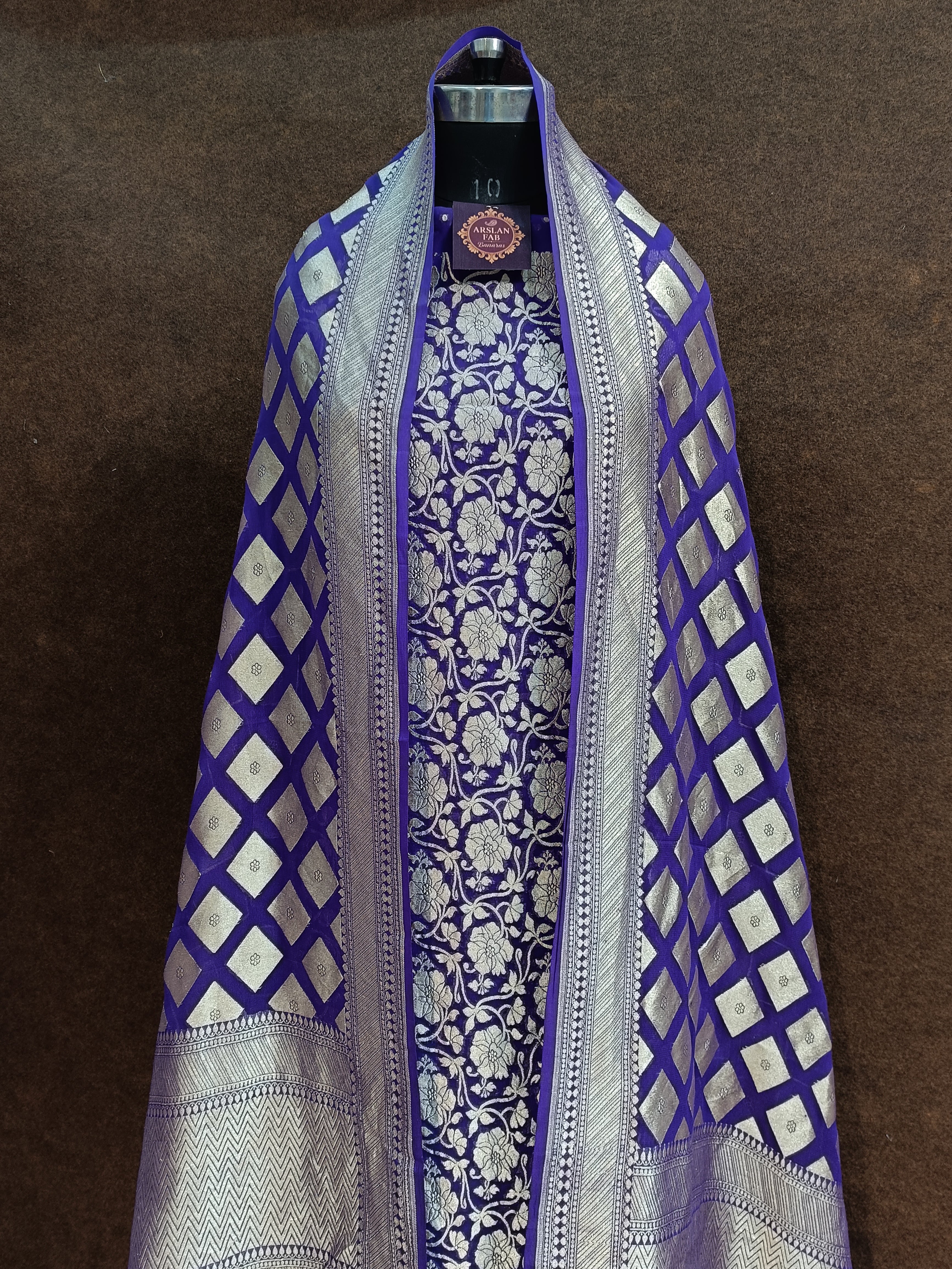 Banarasi Pure Khaddi Georjette Purple Suit