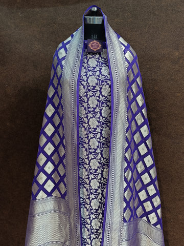 Banarasi Pure Khaddi Georjette Purple Suit