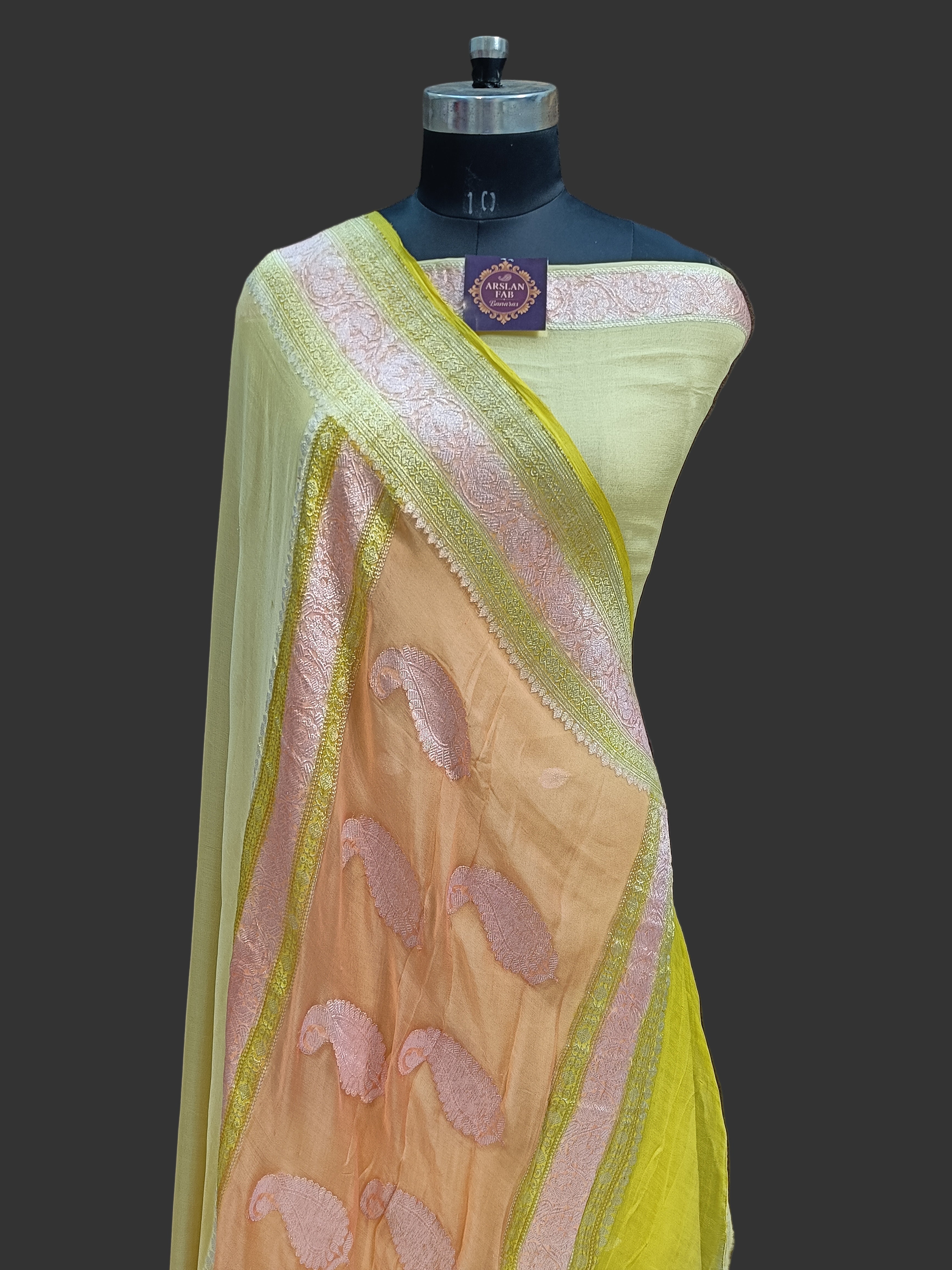 Pure Khaddi Banarasi Chiffon Silver  Zari Saree