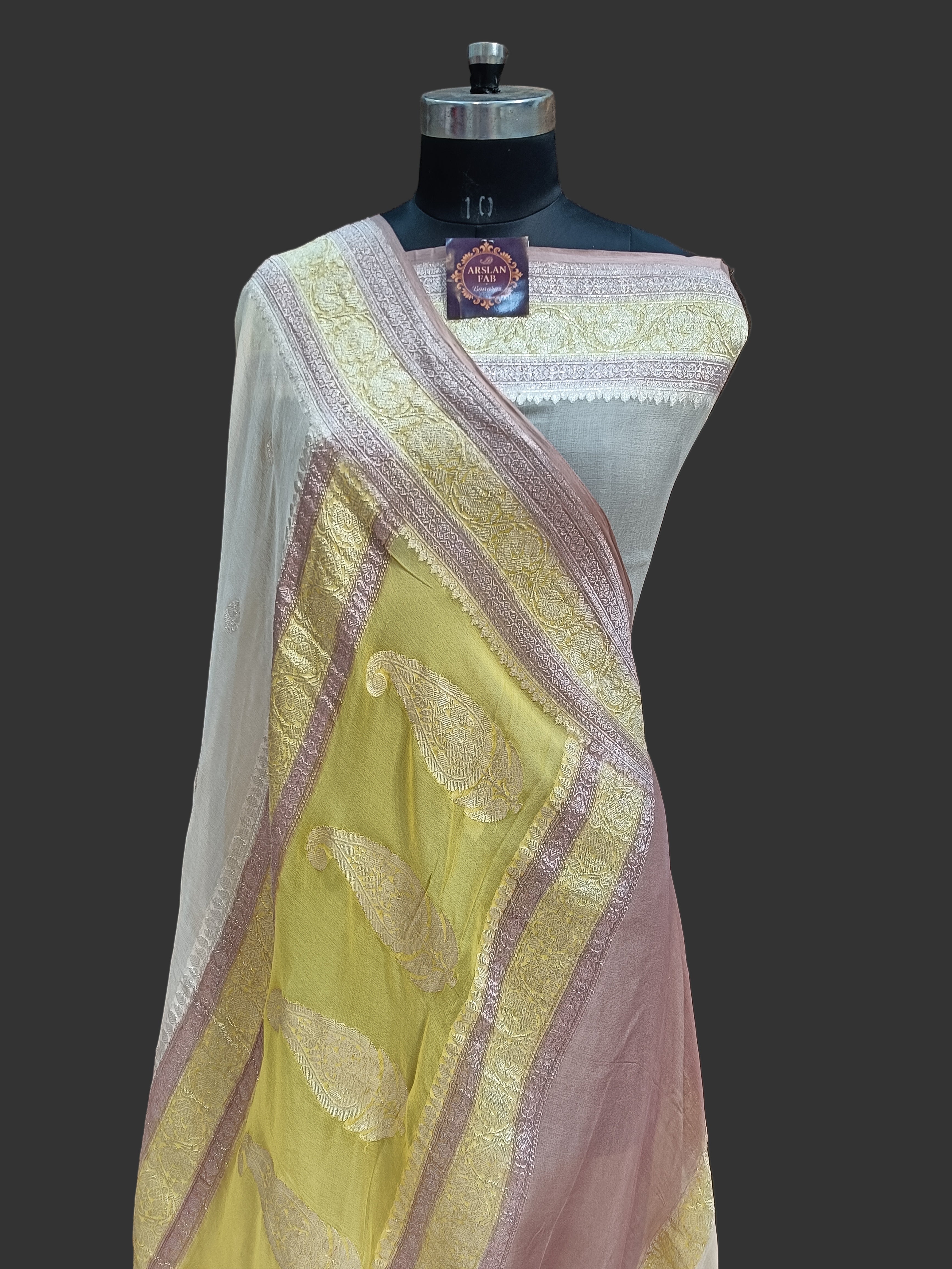 Pure Khaddi Banarasi Chiffon Silver Zari Saree