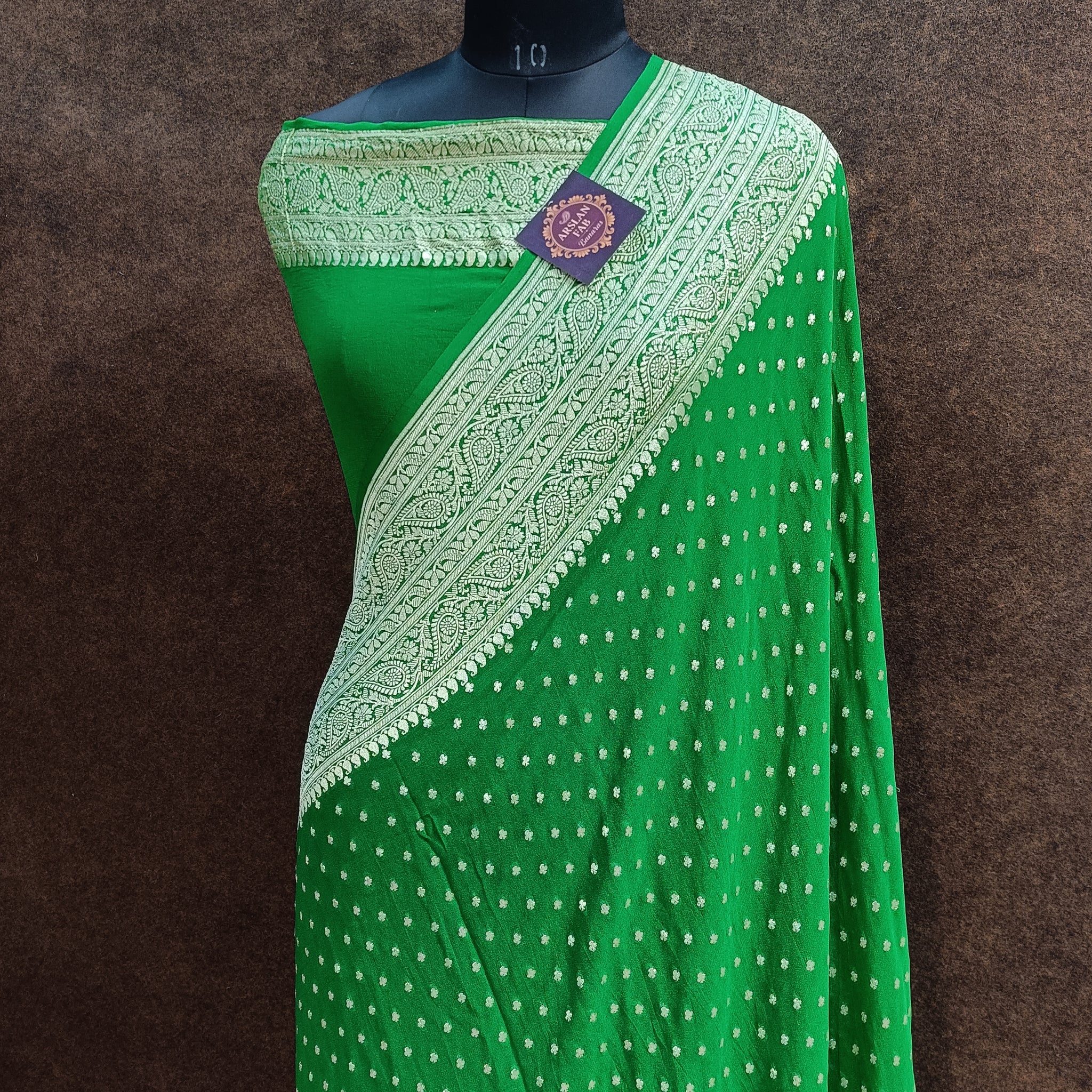 Pure Banarasi Georgette Green Colur Saree