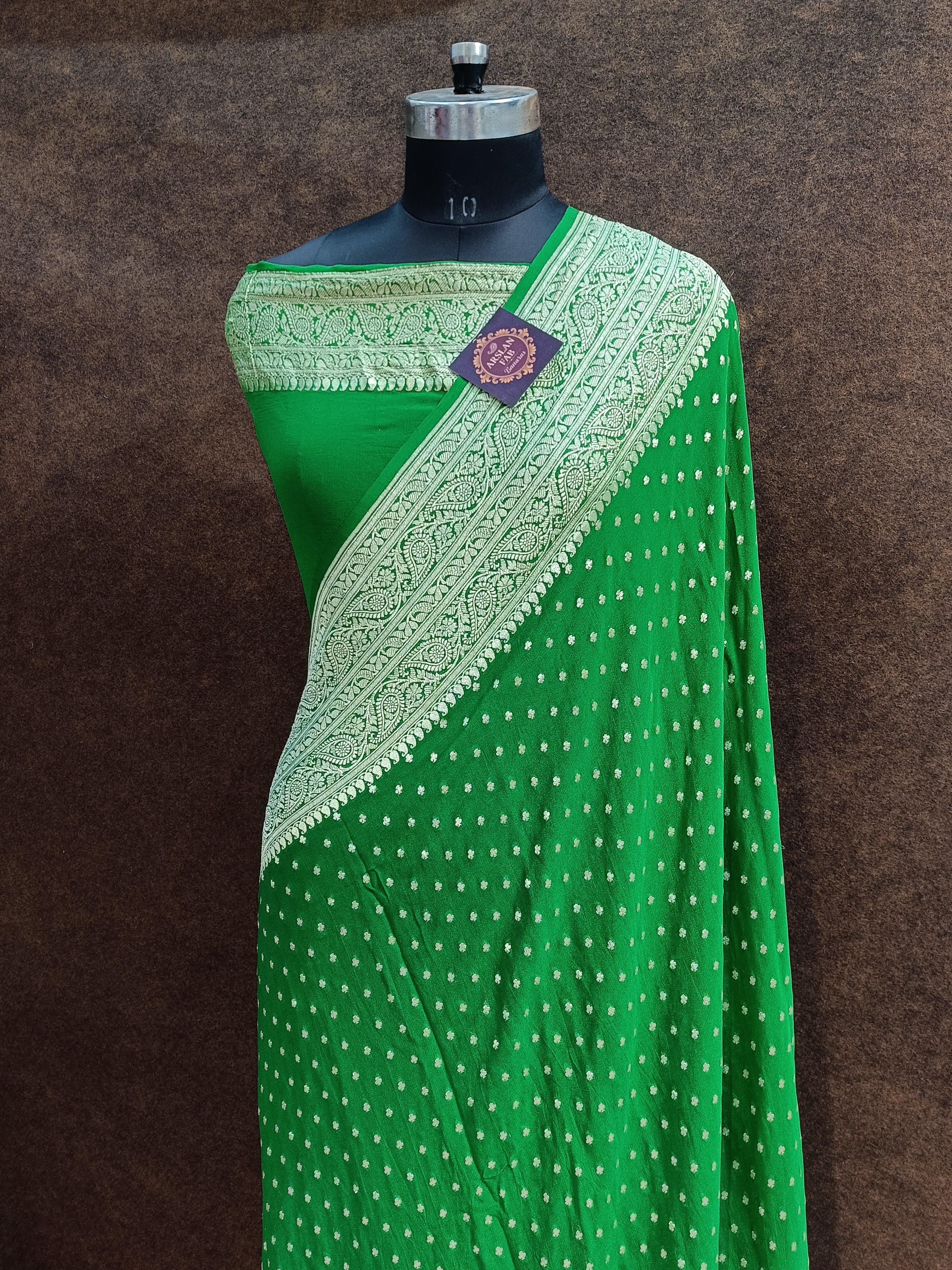 Pure Banarasi Georgette Green Colur Saree