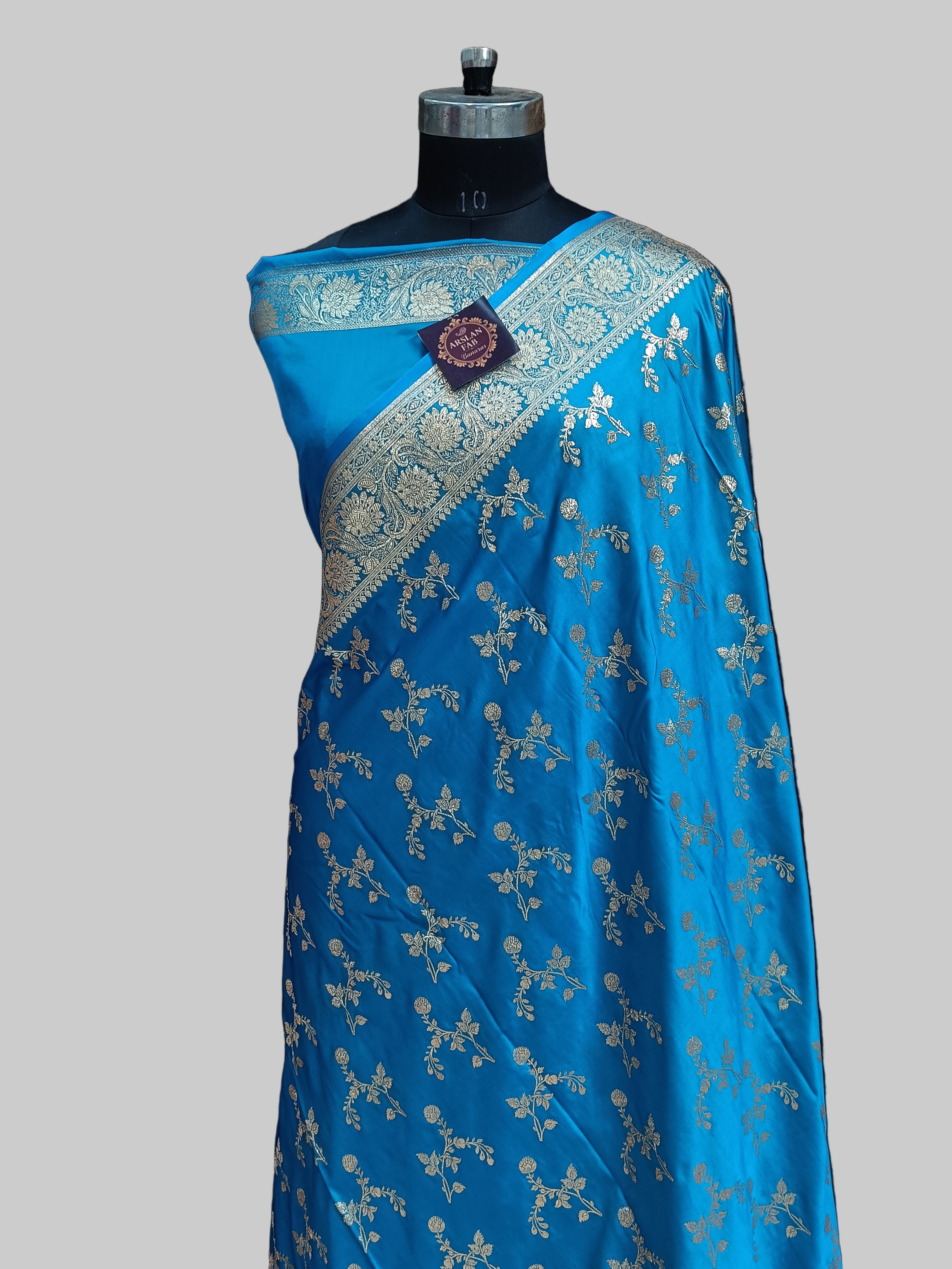 Firozi Banarasi Satan Silk Saree