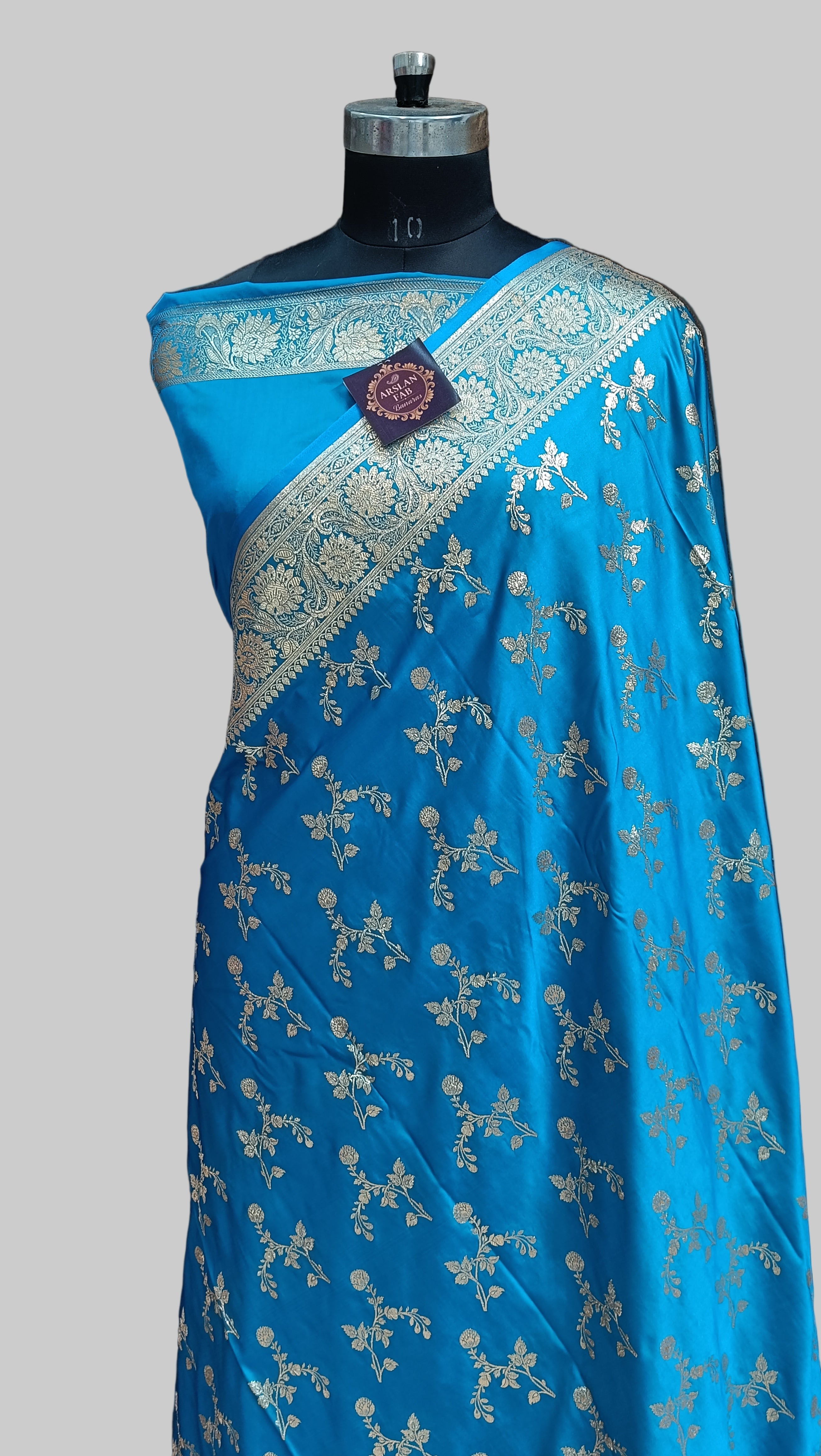 Firozi Banarasi Satan Silk Saree