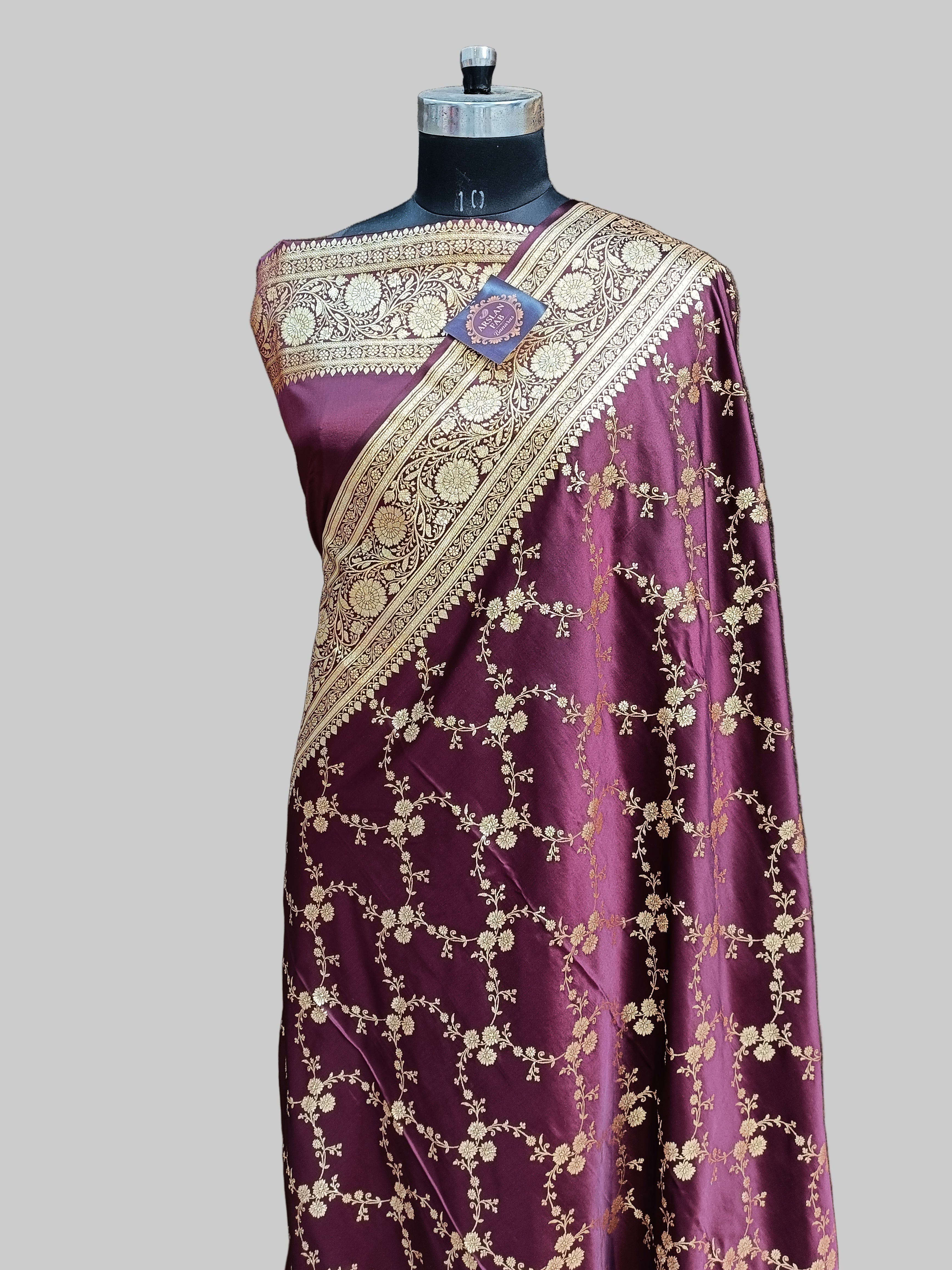 Maroon Banarasi  Satan  Silk  Saree
