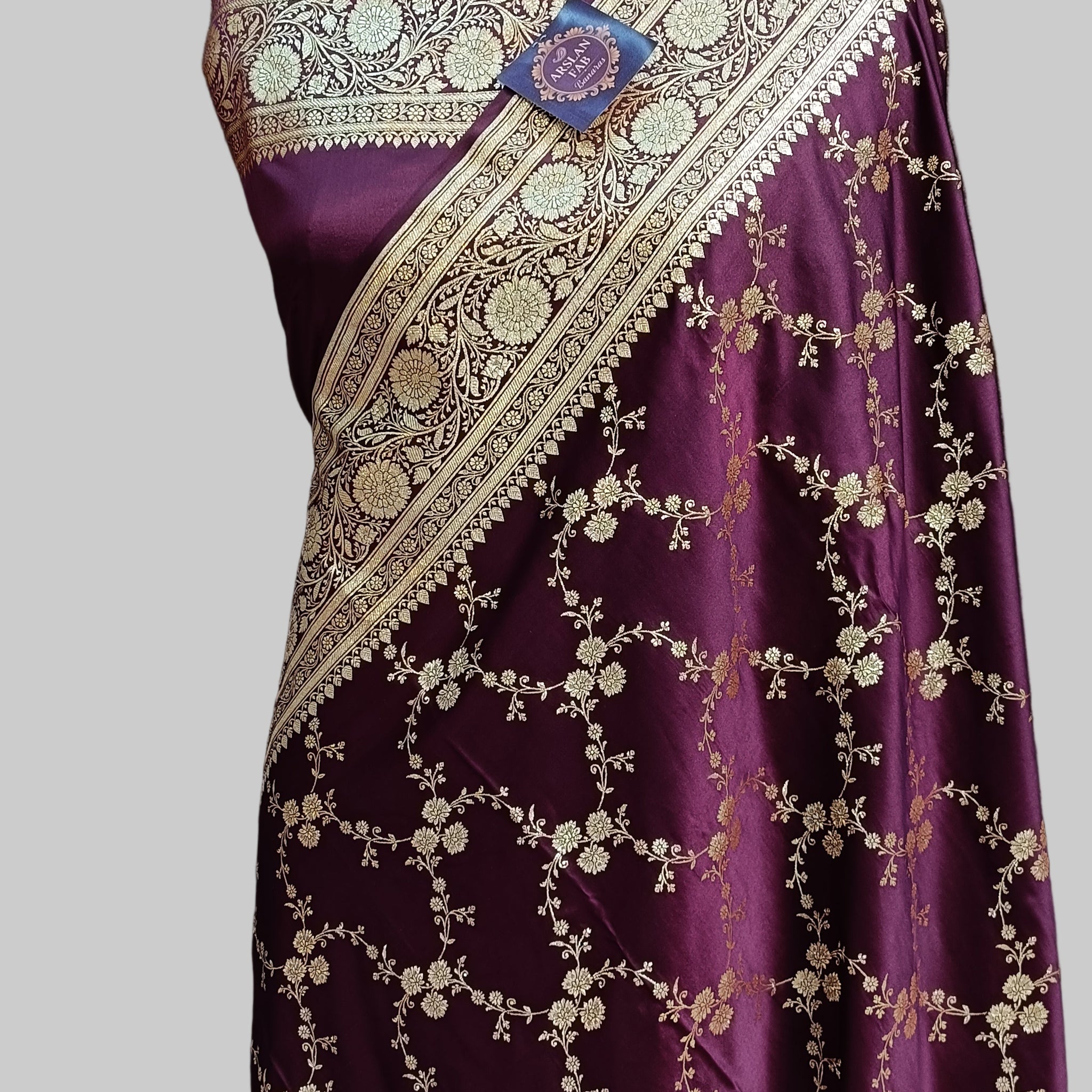 Maroon Banarasi  Satan  Silk  Saree