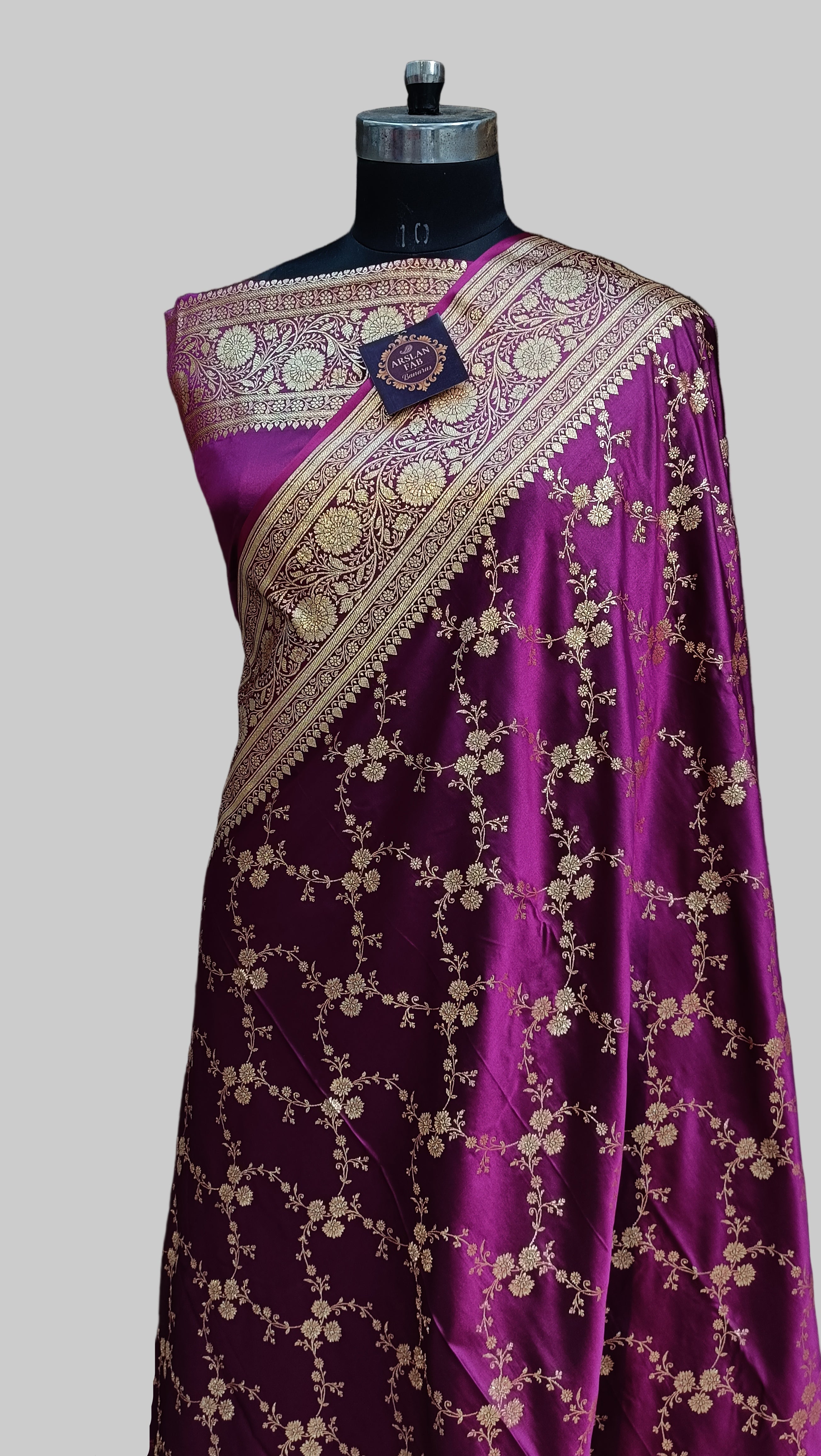 Purple Banarasi Satan Silk Saree