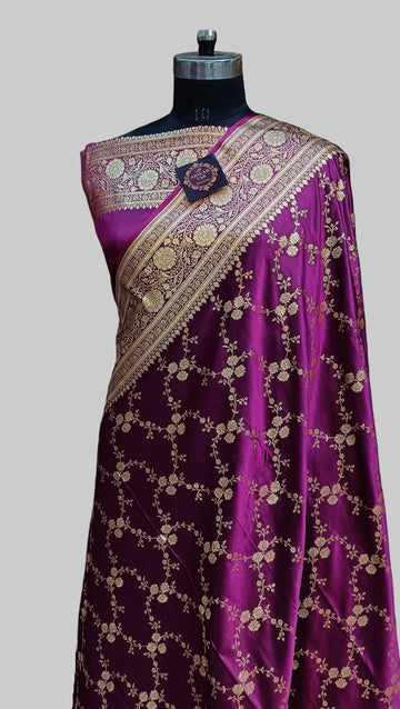 Purple Banarasi Satan Silk Saree
