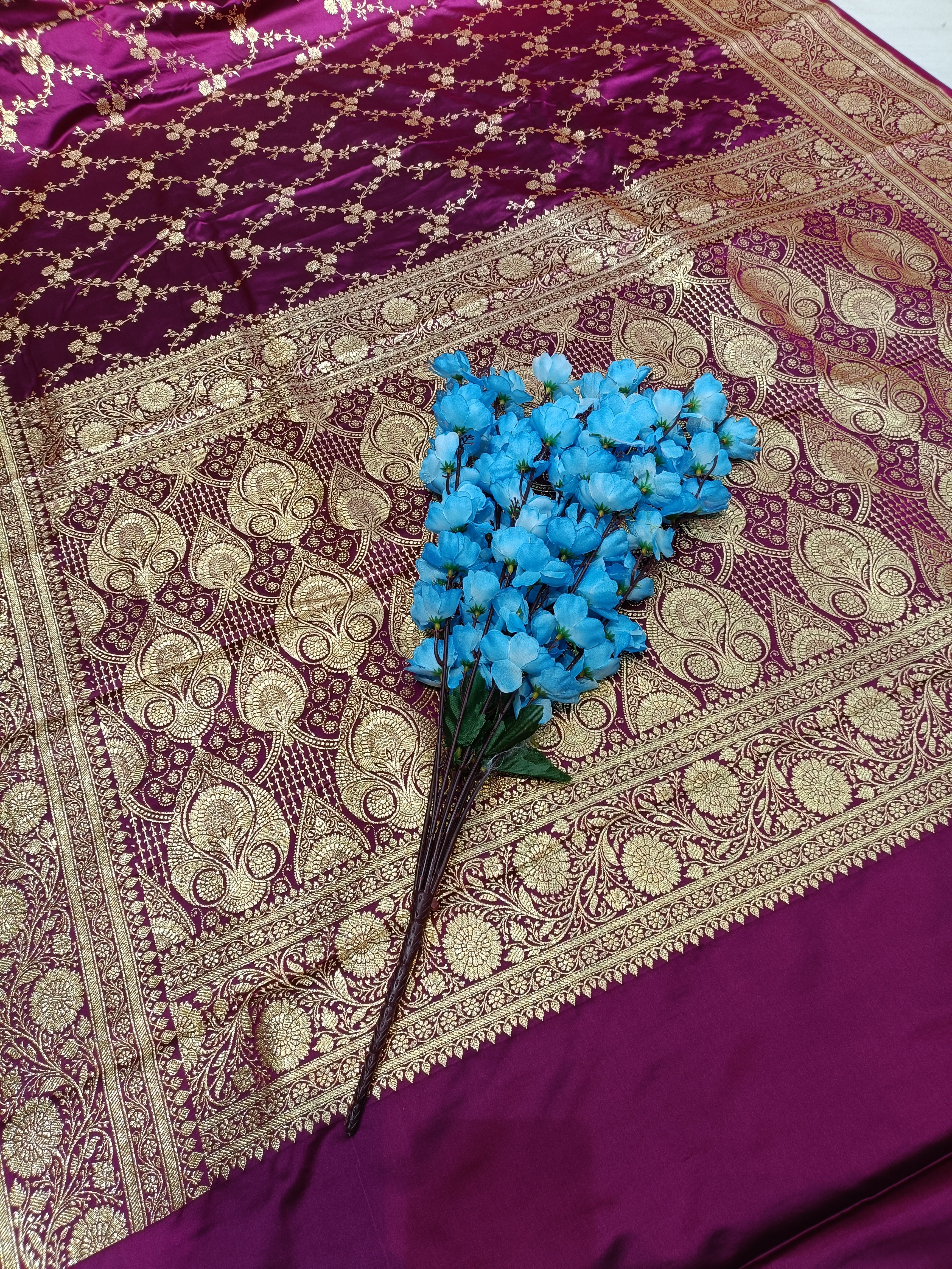 Purple Banarasi Satan Silk Saree