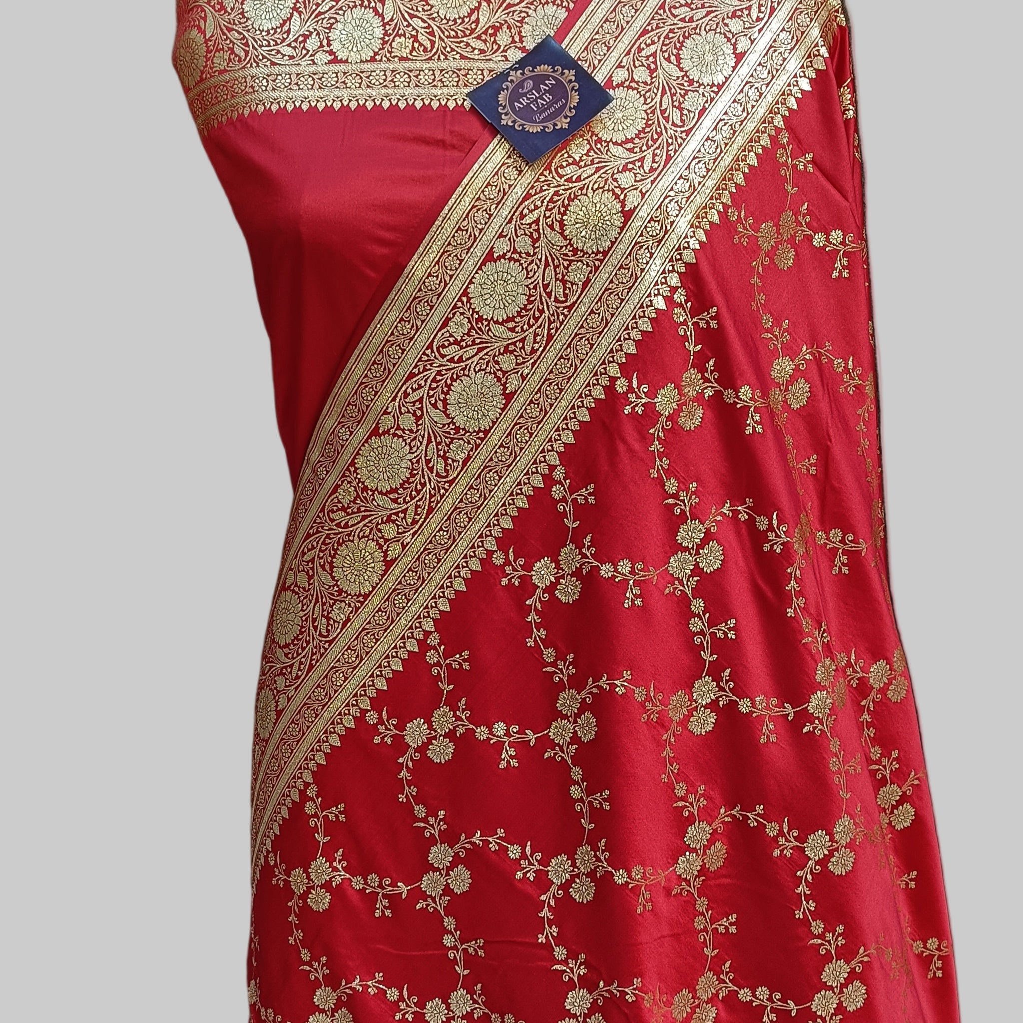 Rad Banarasi Satan Silk  Saree