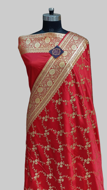 Rad Banarasi Satan Silk  Saree