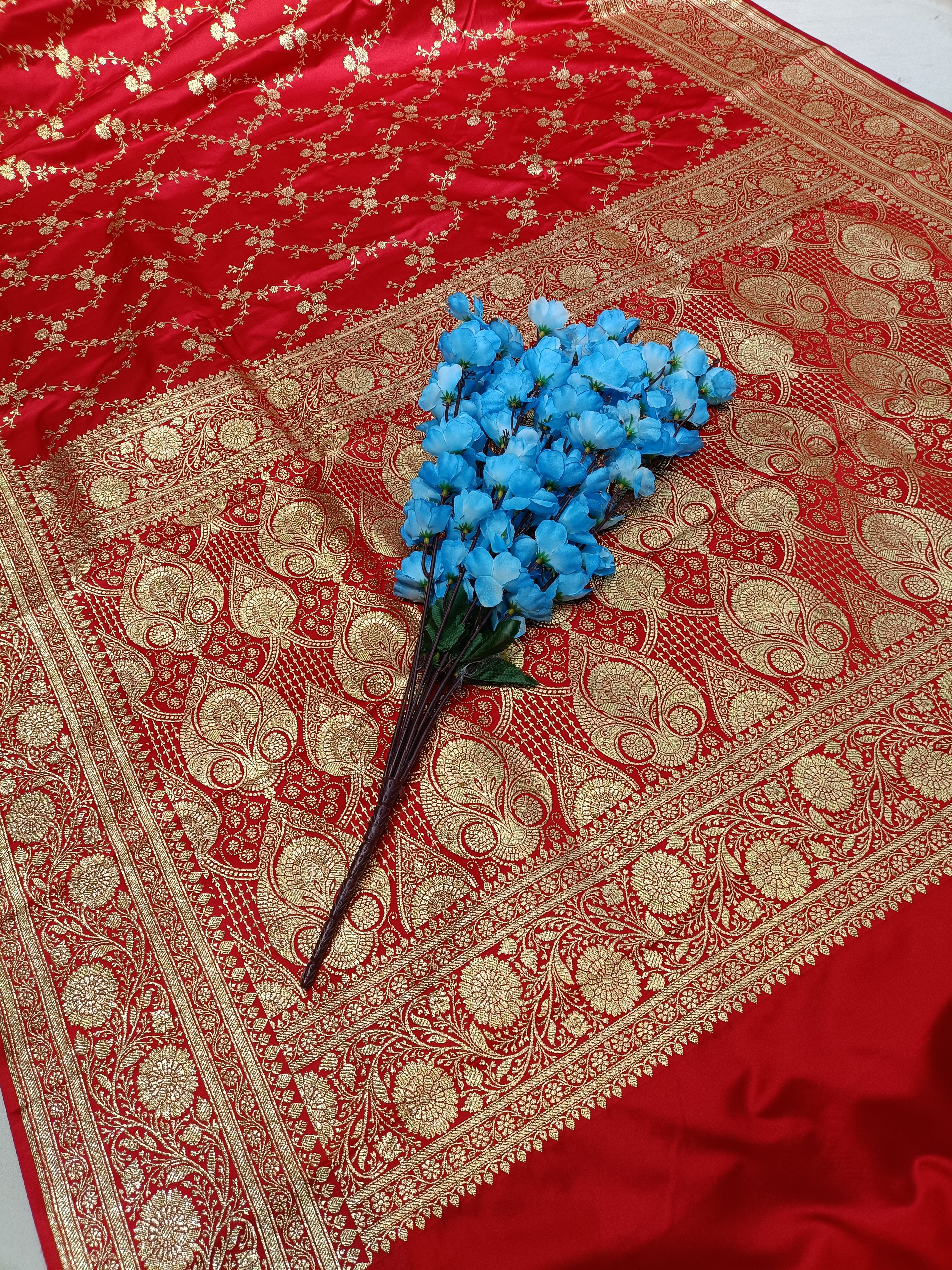 Rad Banarasi Satan Silk  Saree