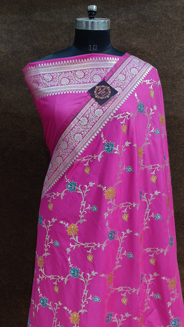 Rani Banarasi Pawri Silk Meena Saree