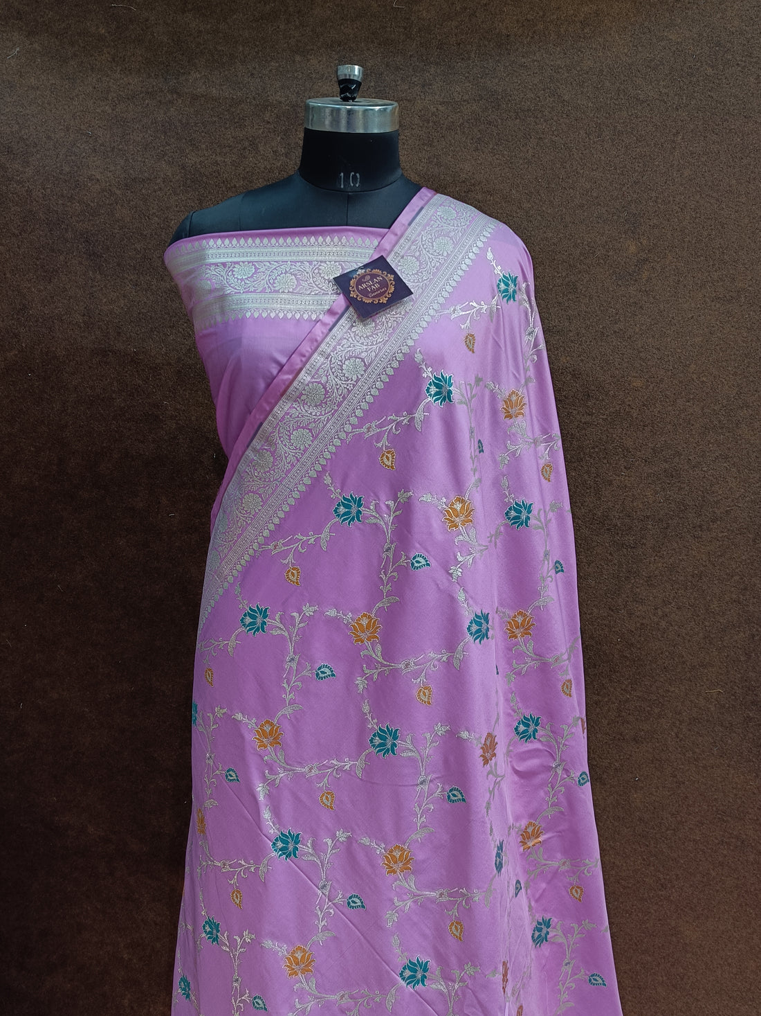 Lavender Banarasi Pawri  Silk Meena Saree
