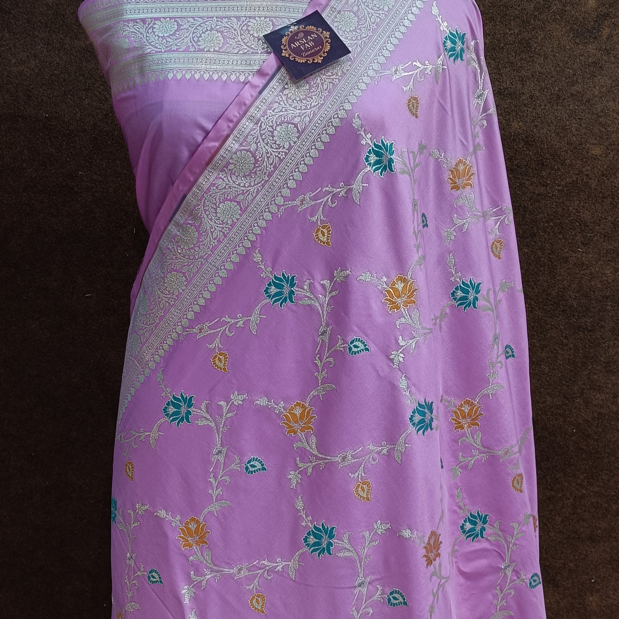 Lavender Banarasi Pawri  Silk Meena Saree
