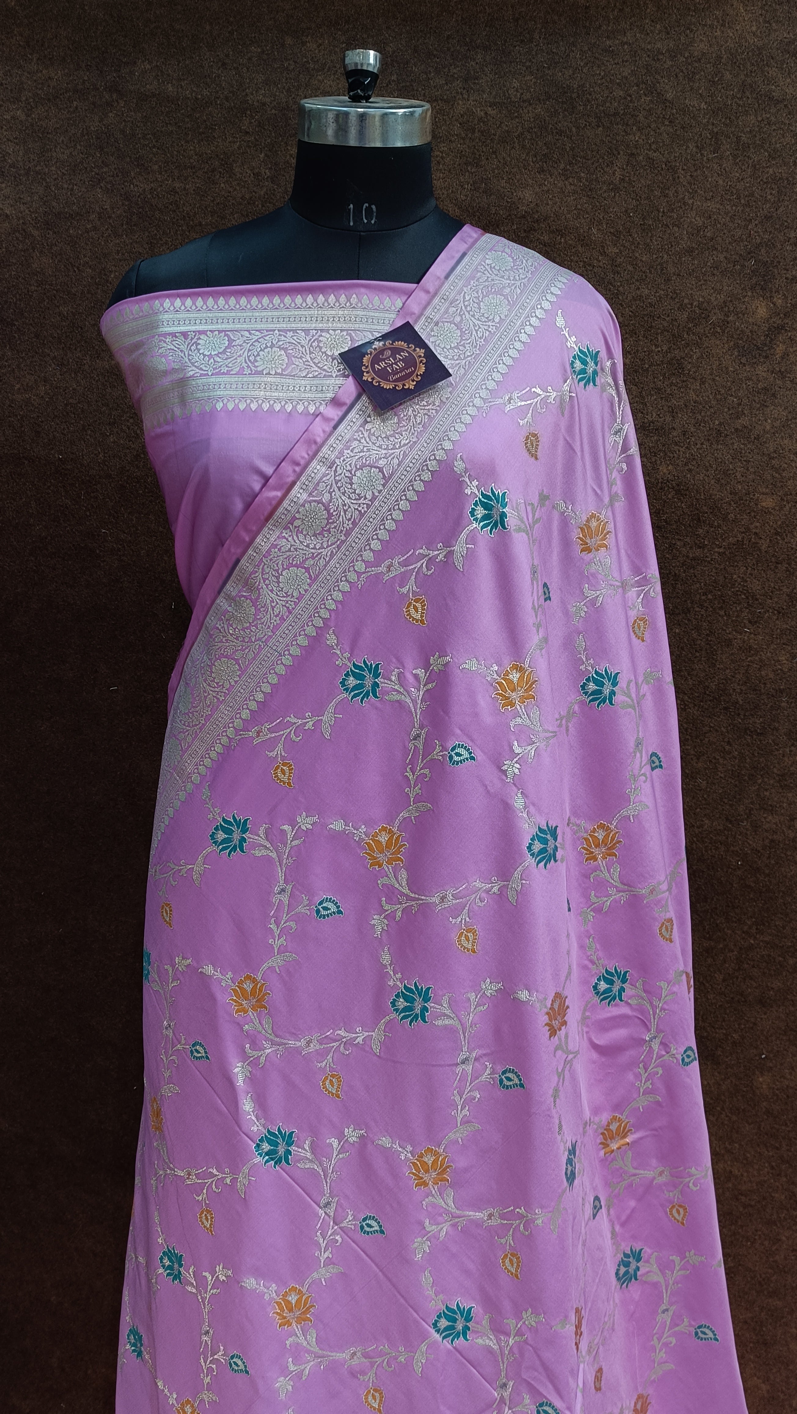 Lavender Banarasi Pawri  Silk Meena Saree