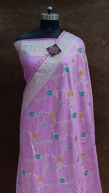 Lavender Banarasi Pawri  Silk Meena Saree