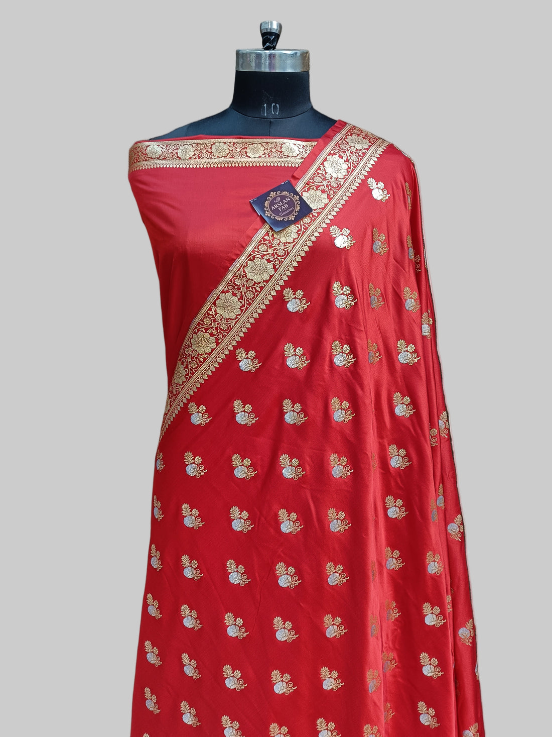 Banarasi Satan Silk Silver Meena Saree