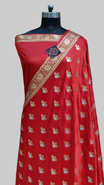 Banarasi Satan Silk Silver Meena Saree