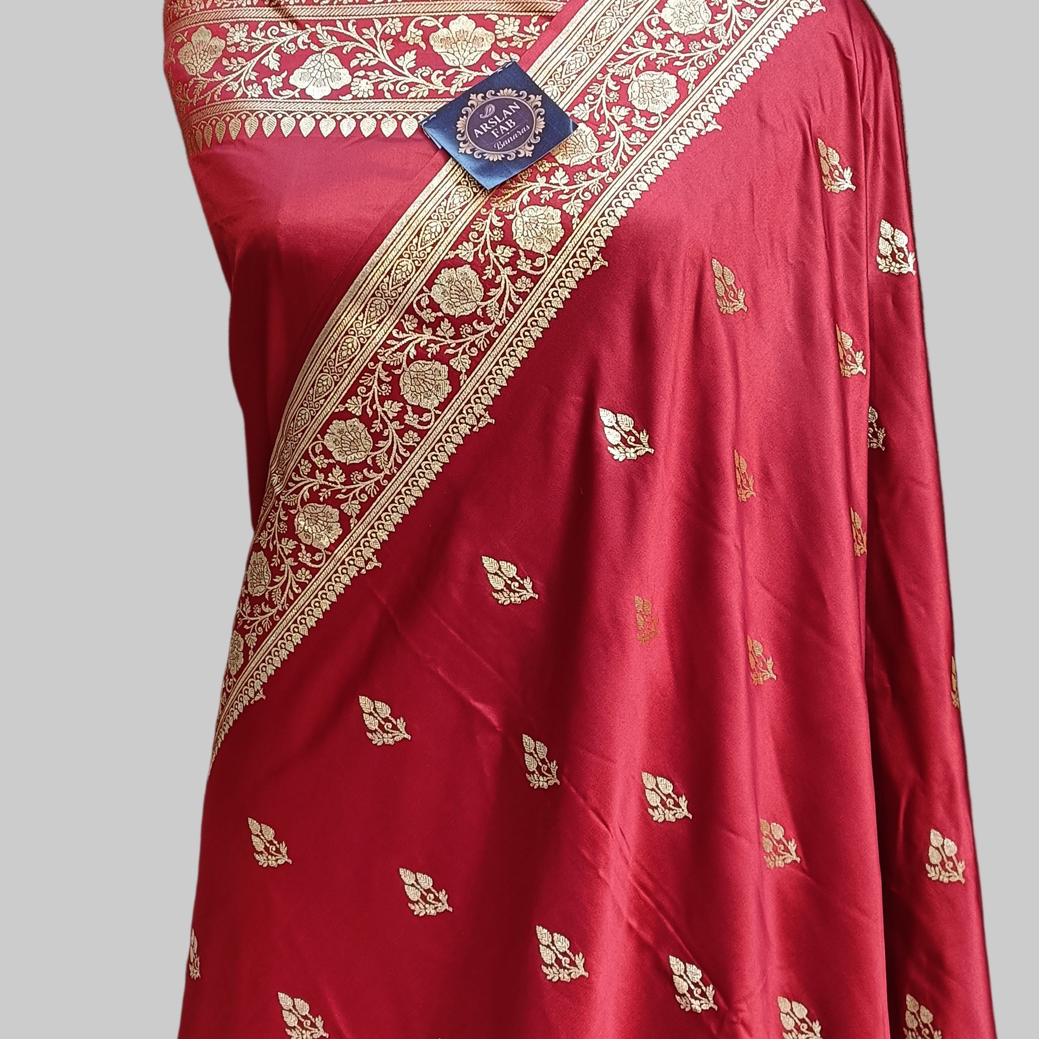 Rad Banarasi Satan Silk Saree