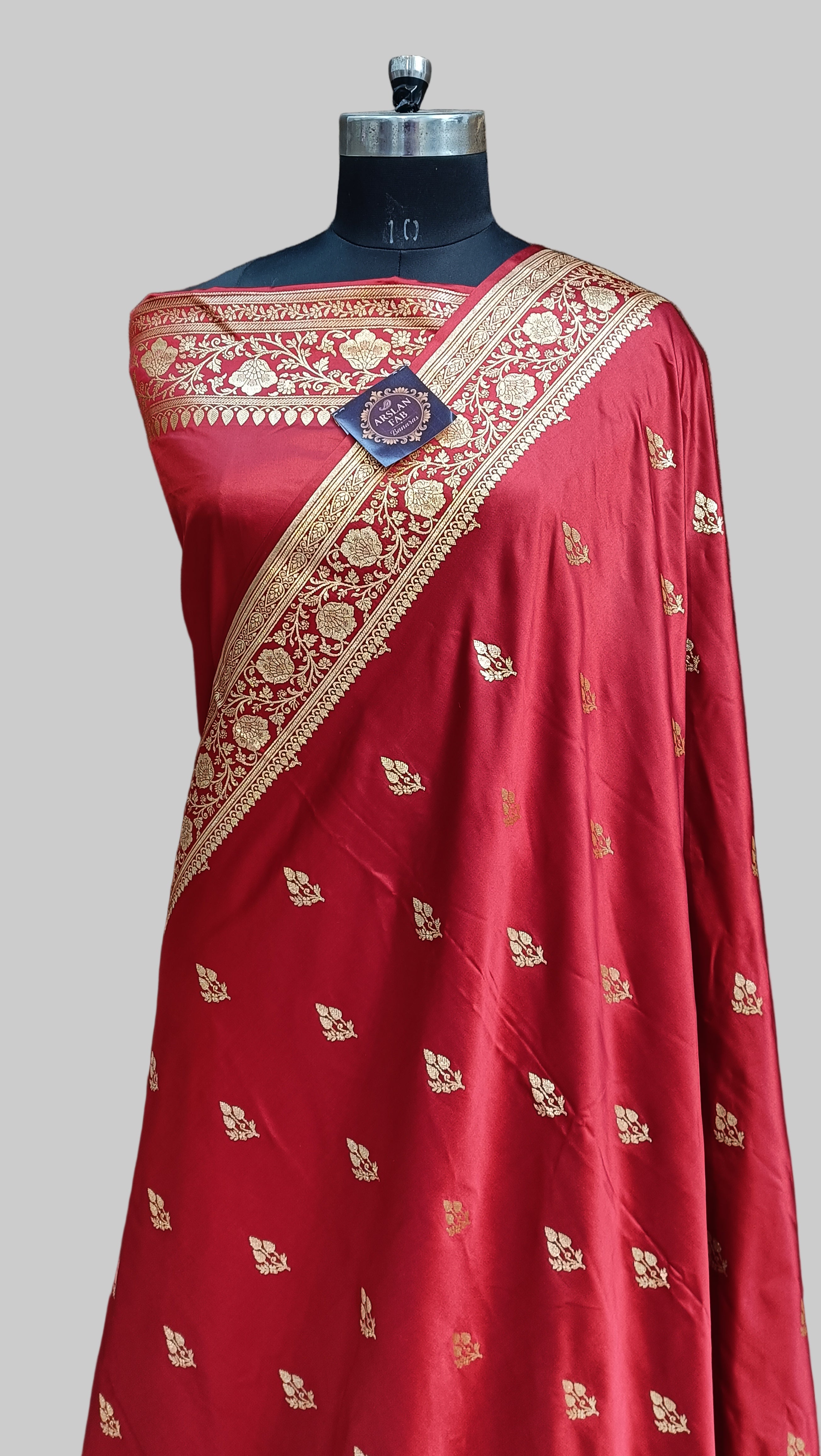 Rad Banarasi Satan Silk Saree