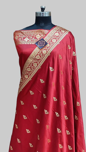 Rad Banarasi Satan Silk Saree