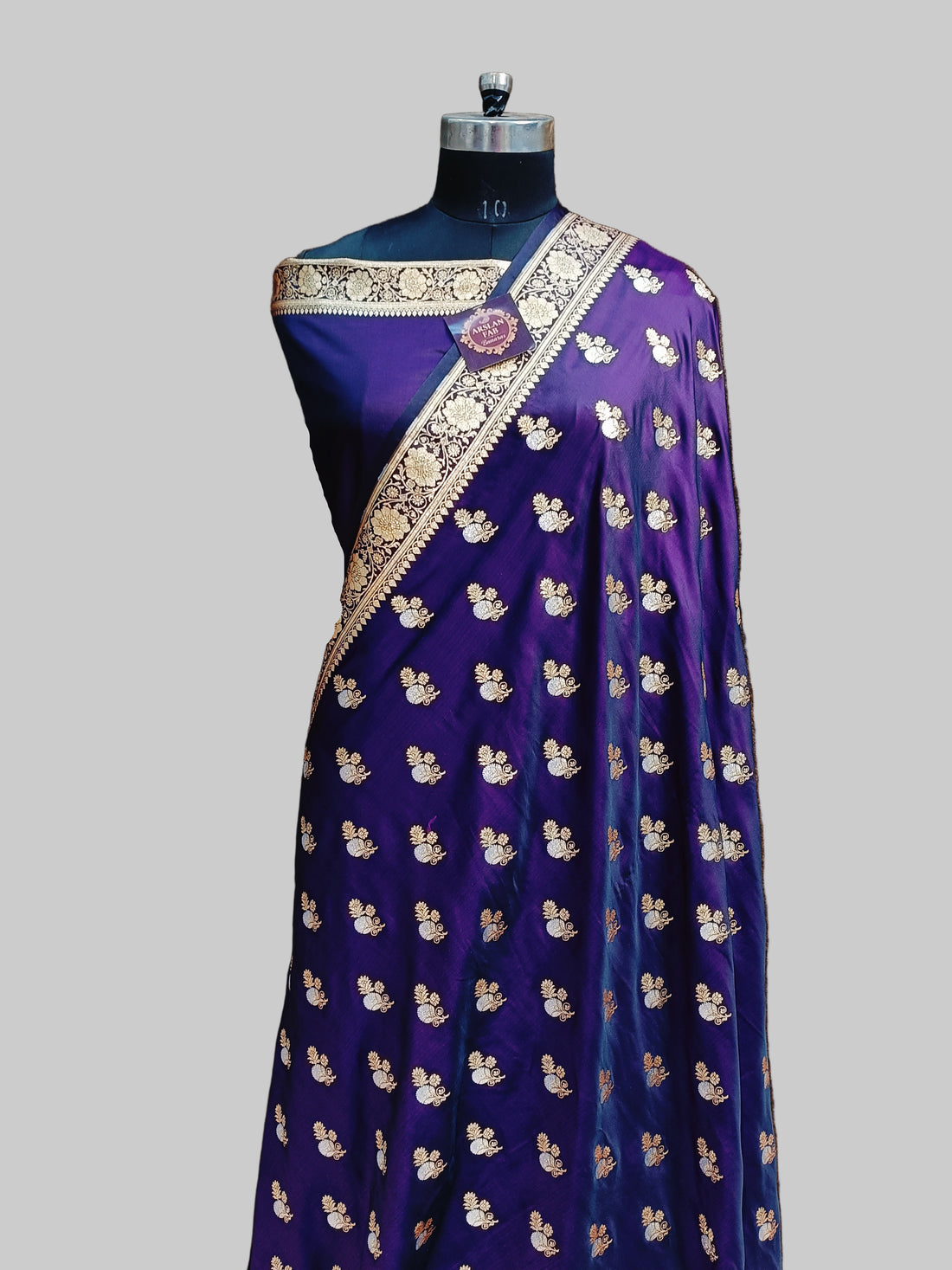Banarasi Satan Silk Silver Meena Saree