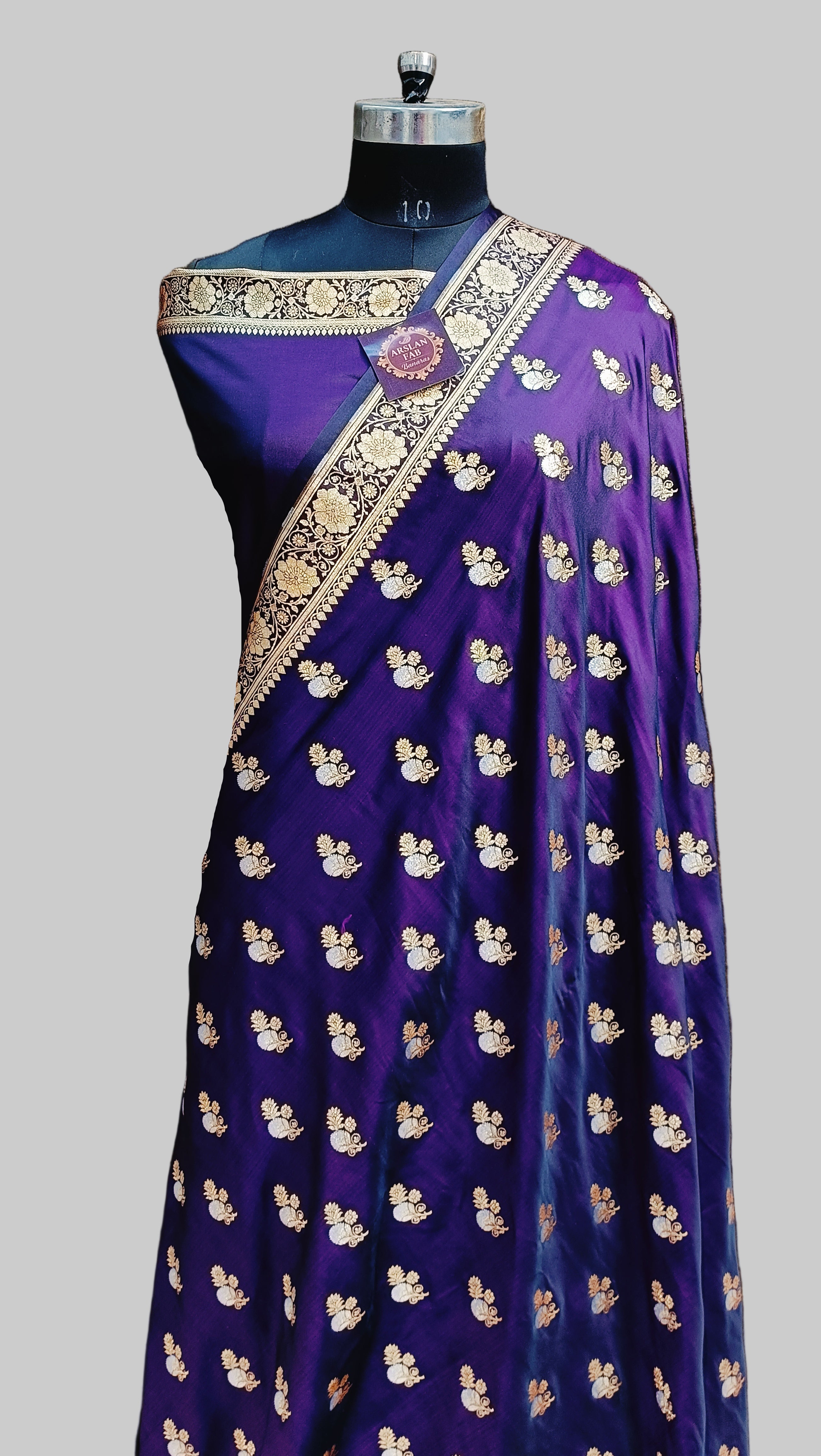 Banarasi Satan Silk Silver Meena Saree