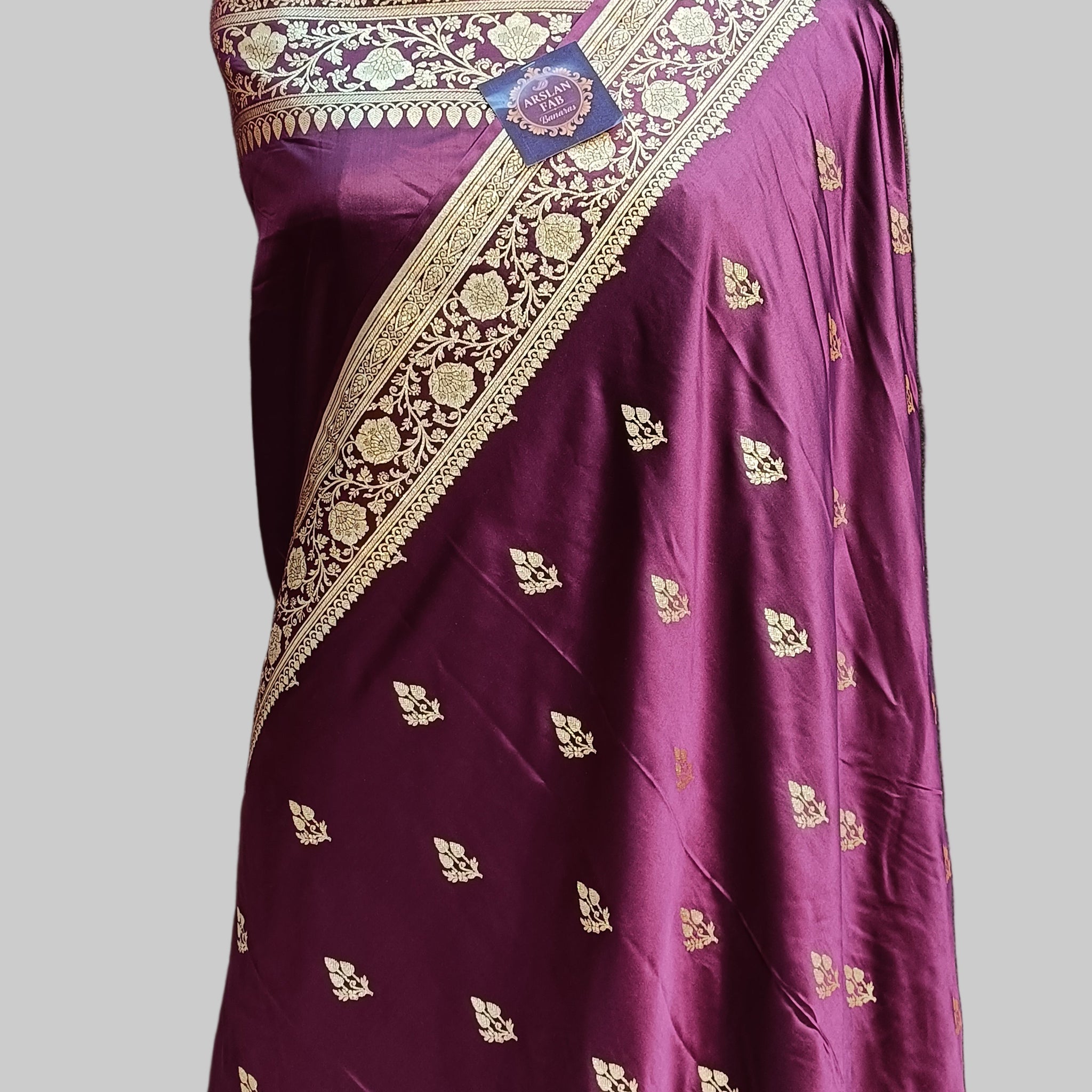 Purple Banarasi Satan Silk Saree