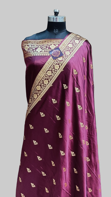 Purple Banarasi Satan Silk Saree