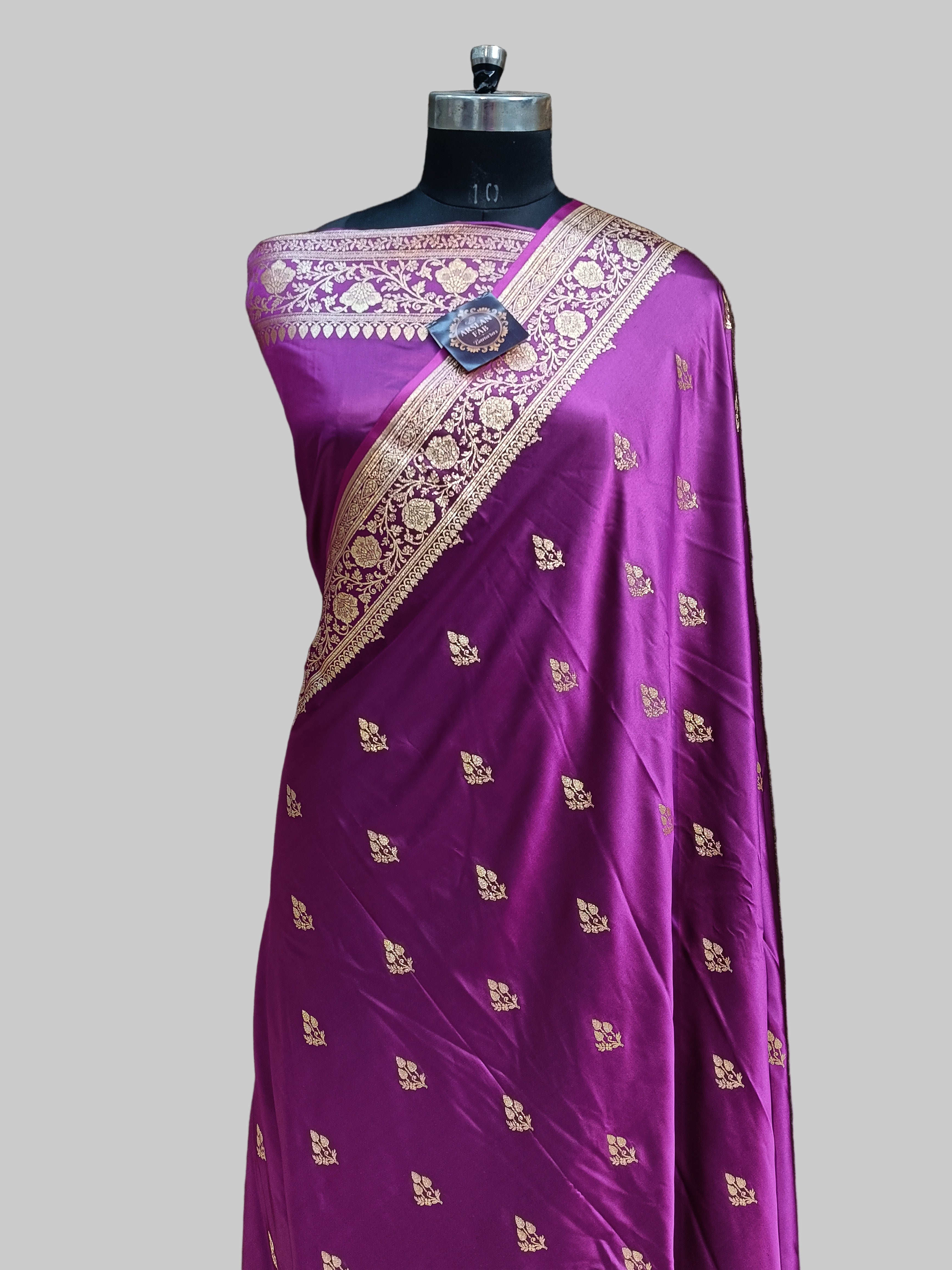 Magenta Banarasi  Satan Silk Saree