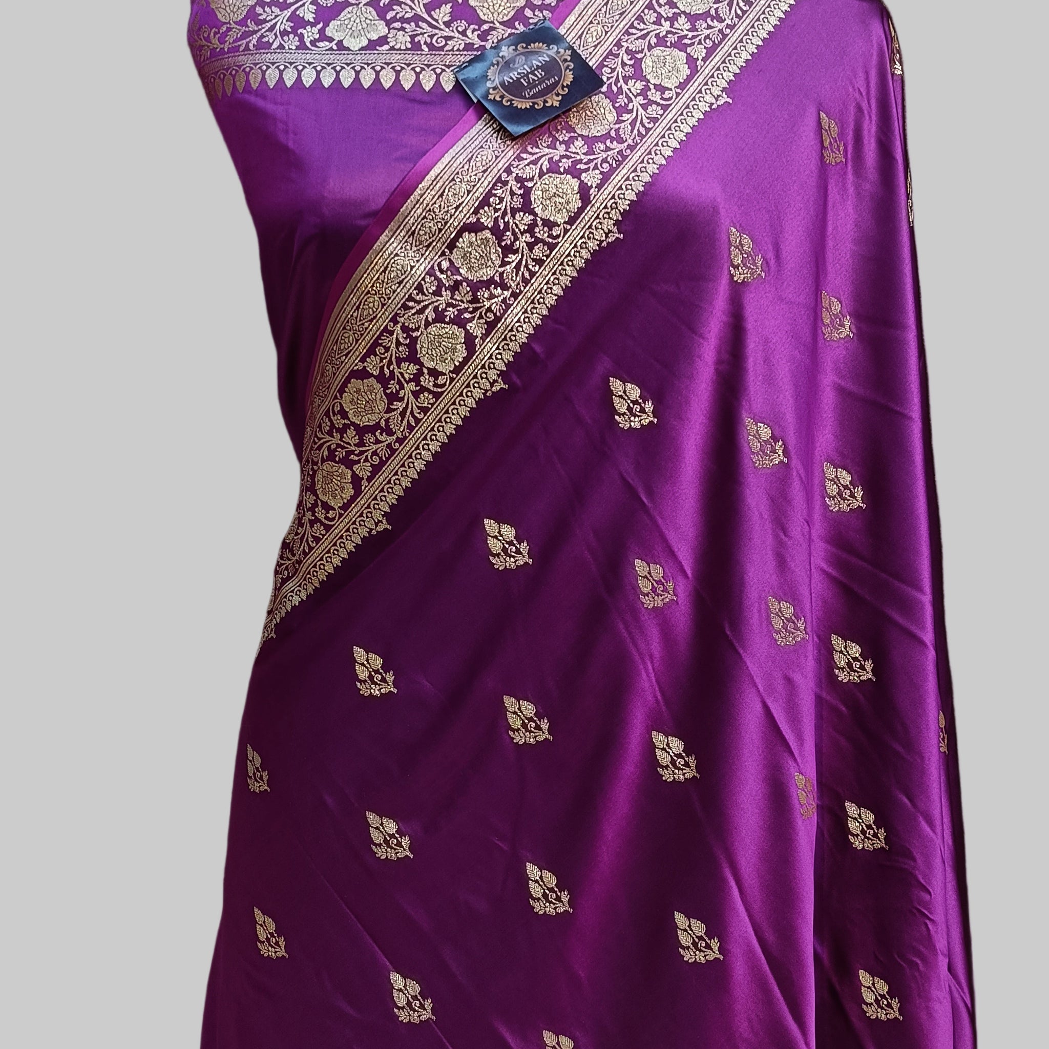 Magenta Banarasi  Satan Silk Saree