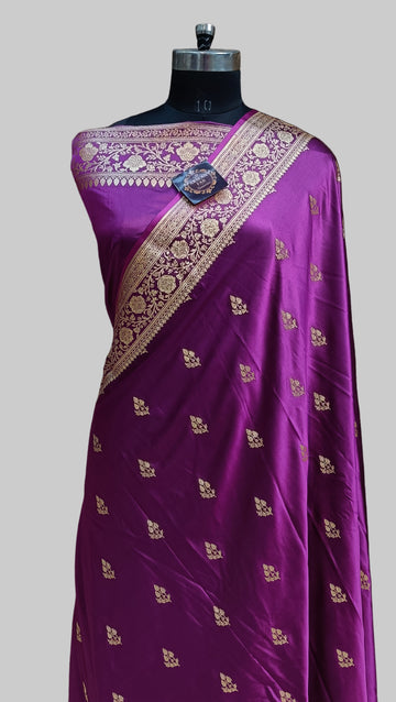Magenta Banarasi  Satan Silk Saree