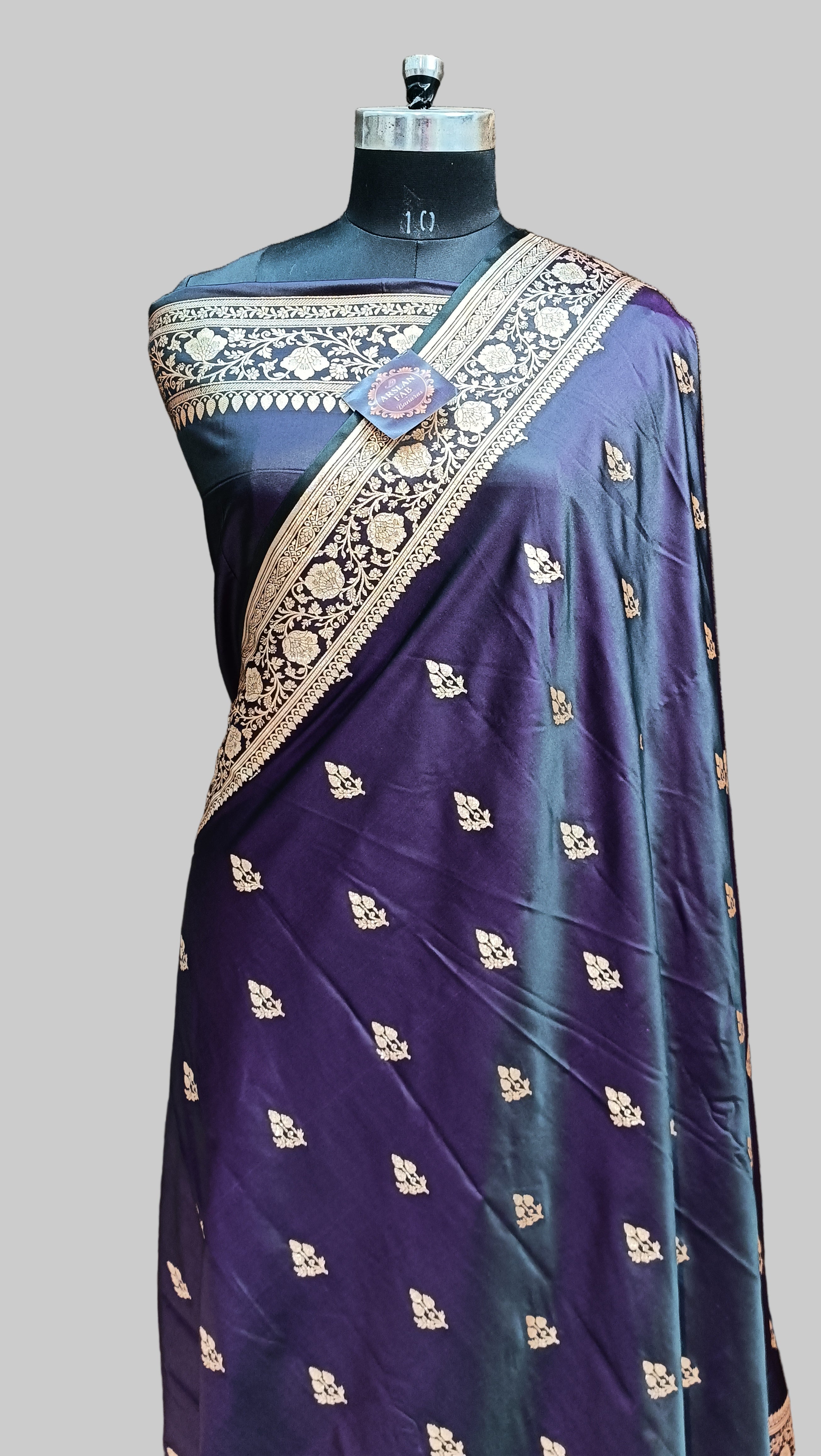 Navy Blua Banarasi Satan Silk Saree