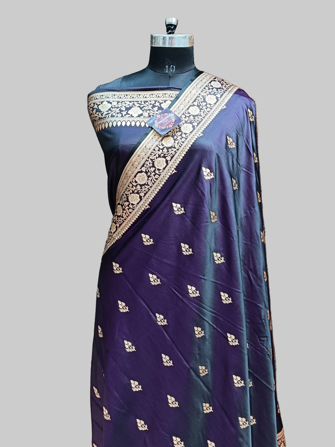 Navy Blua Banarasi Satan Silk Saree