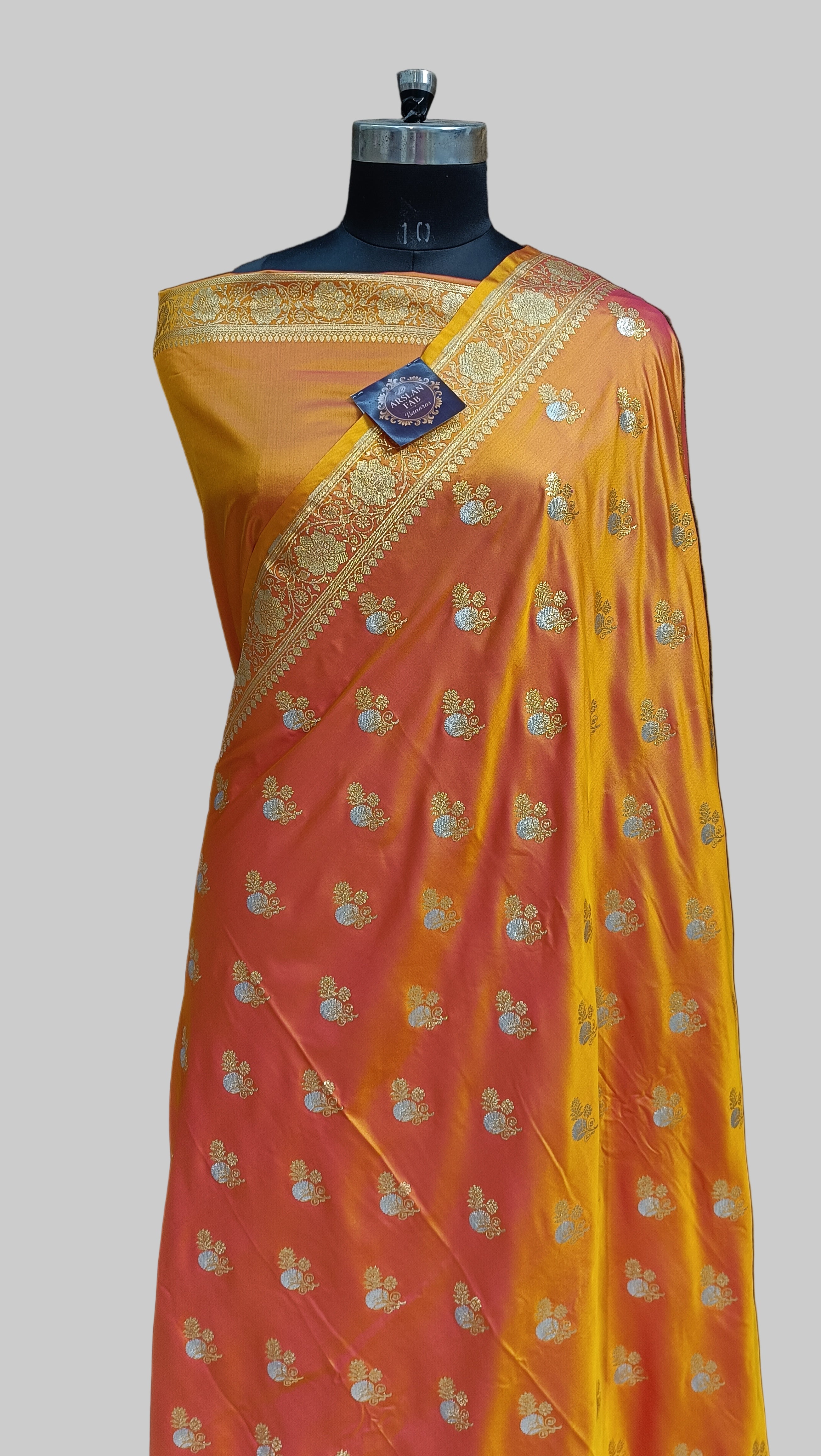 Banarasi Satan Silk Silver Meena Saree
