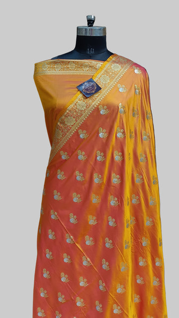 Banarasi Satan Silk Silver Meena Saree