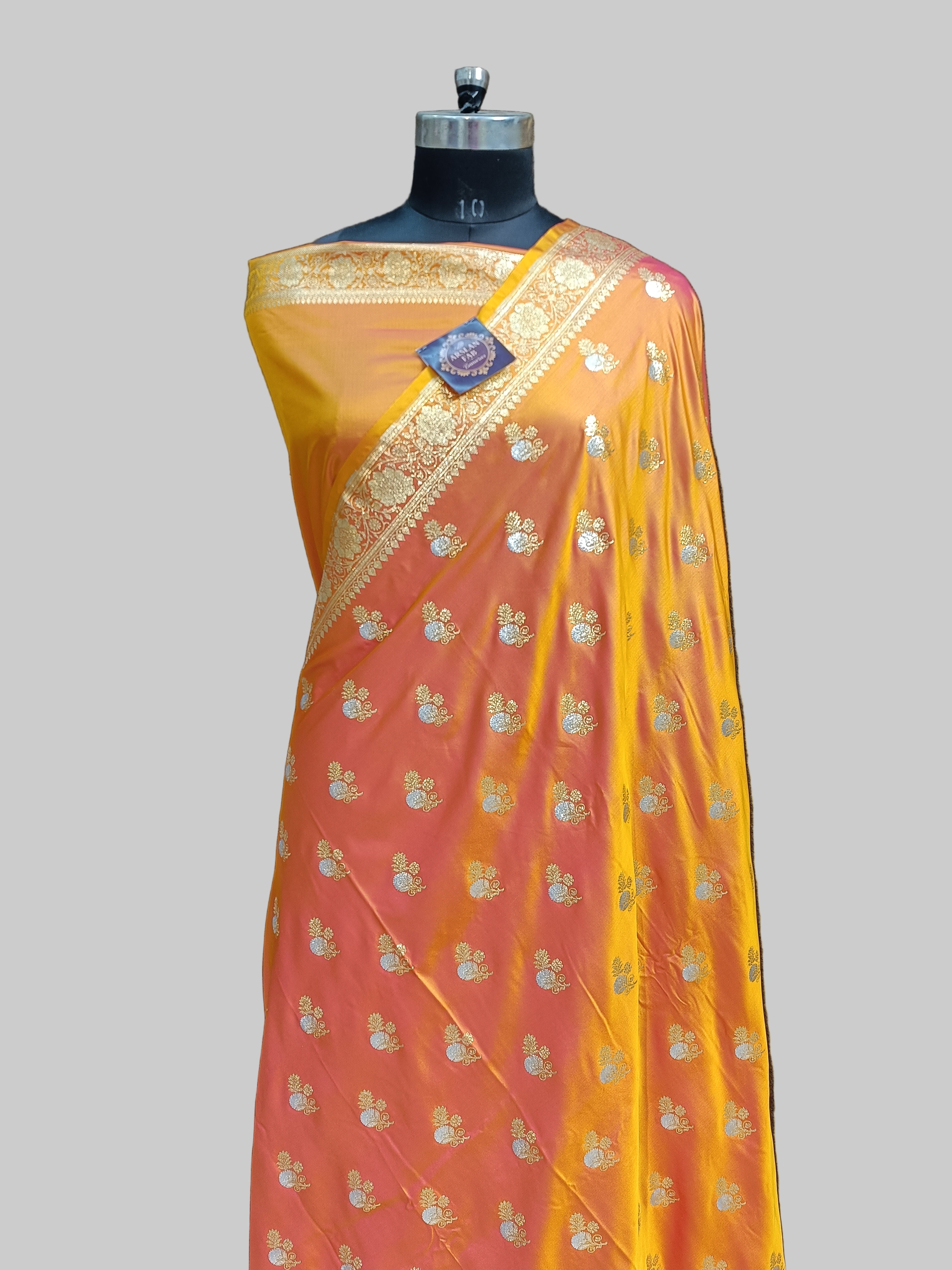 Banarasi Satan Silk Silver Meena Saree