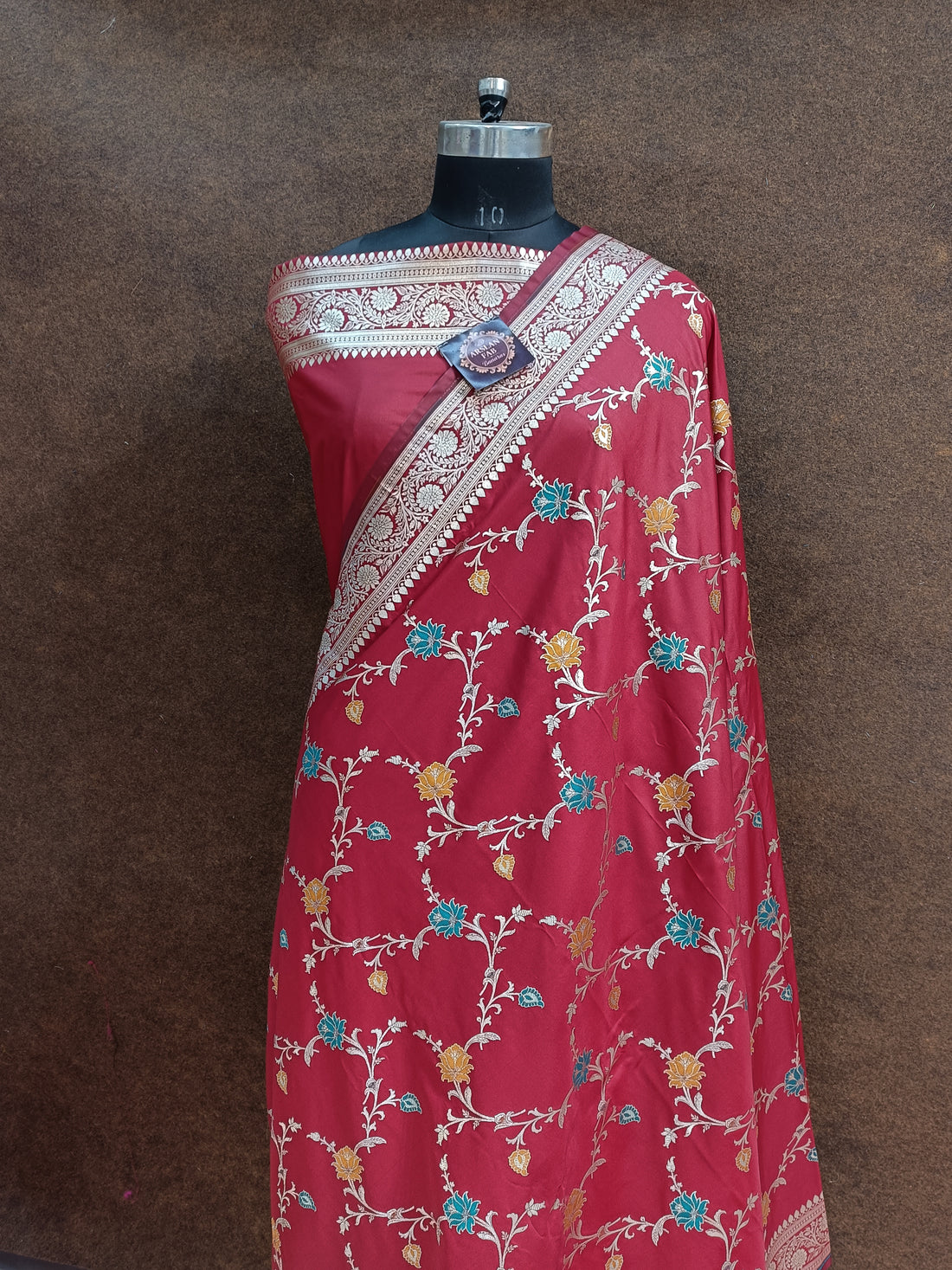 Rad Banarasi Pawri Silk Meena Saree