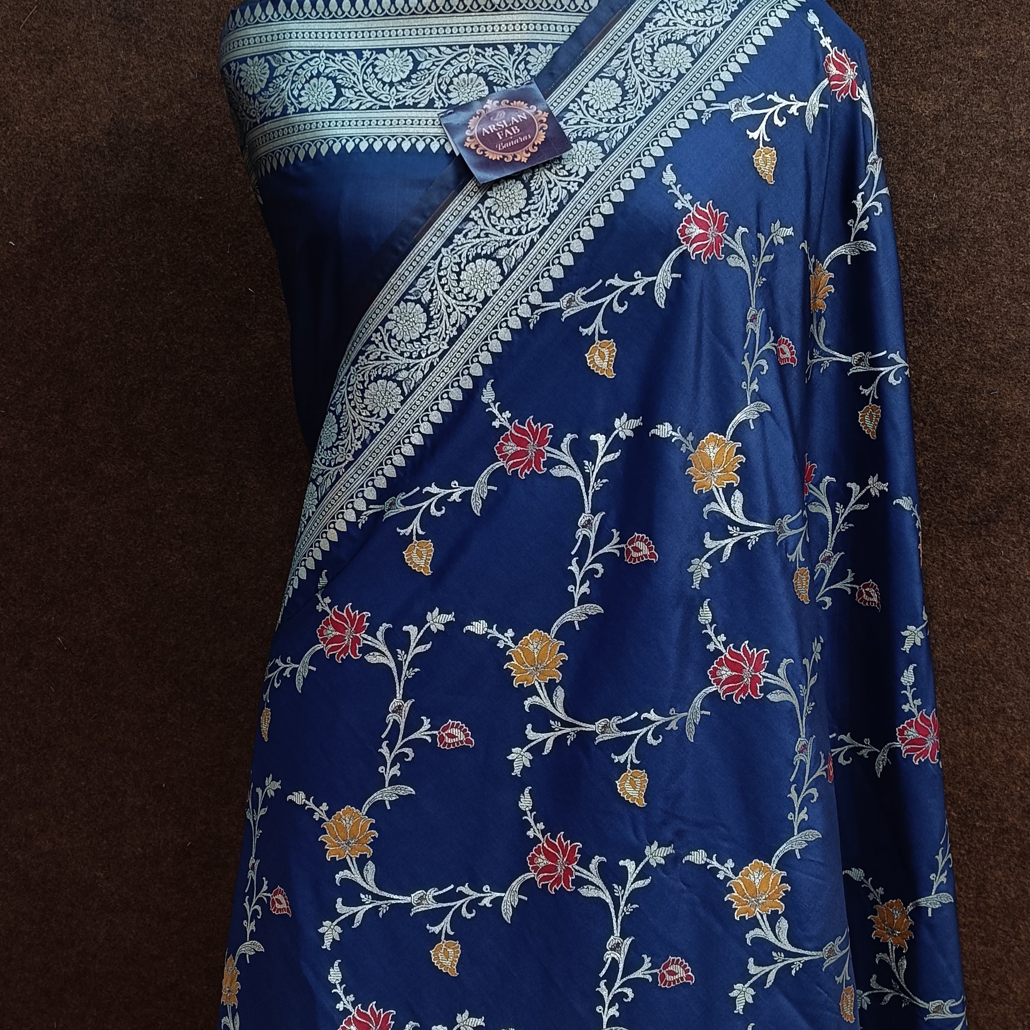 Navy Blua Banarasi Pawri Silk Meena Saree