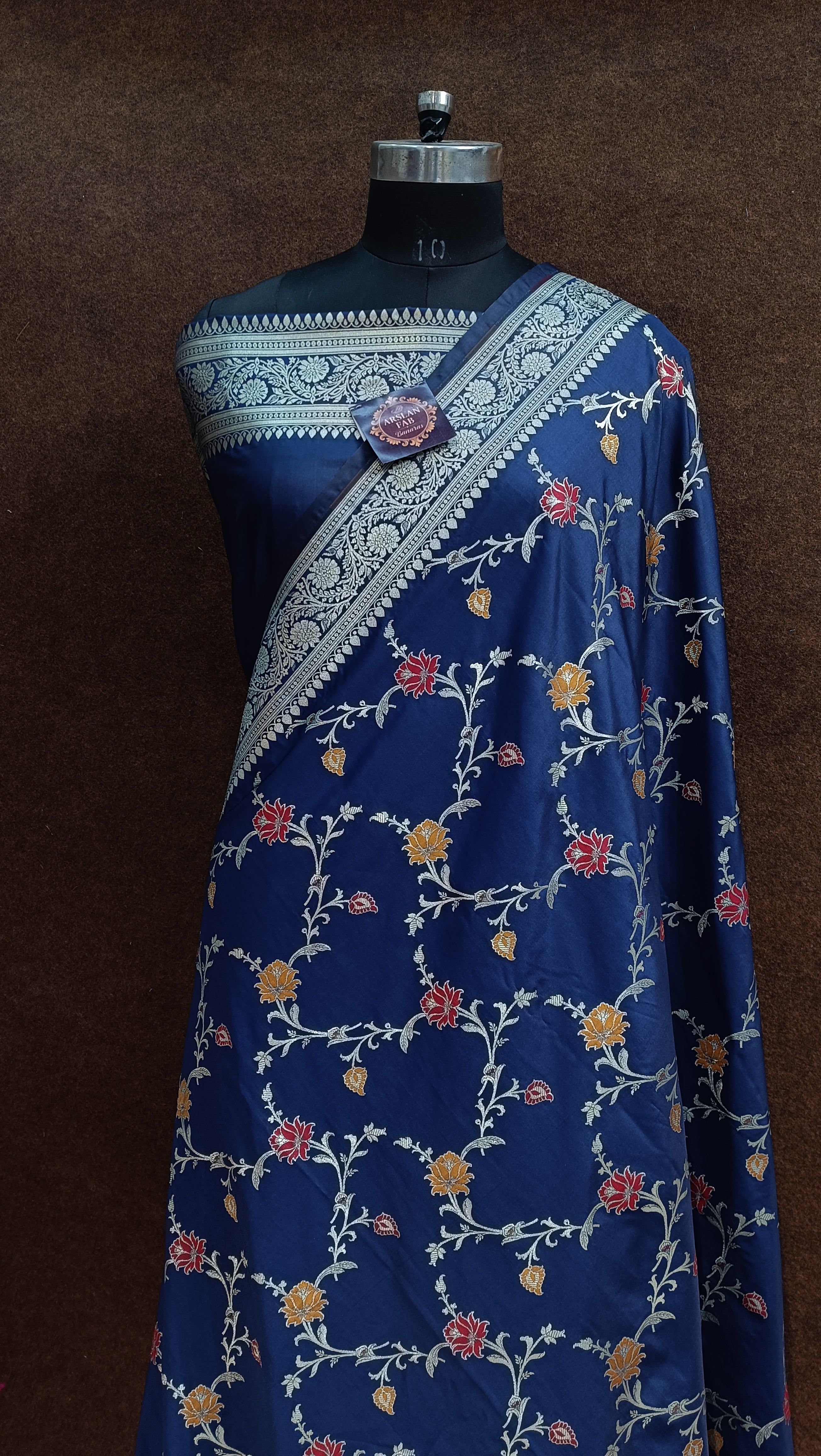 Navy Blua Banarasi Pawri Silk Meena Saree